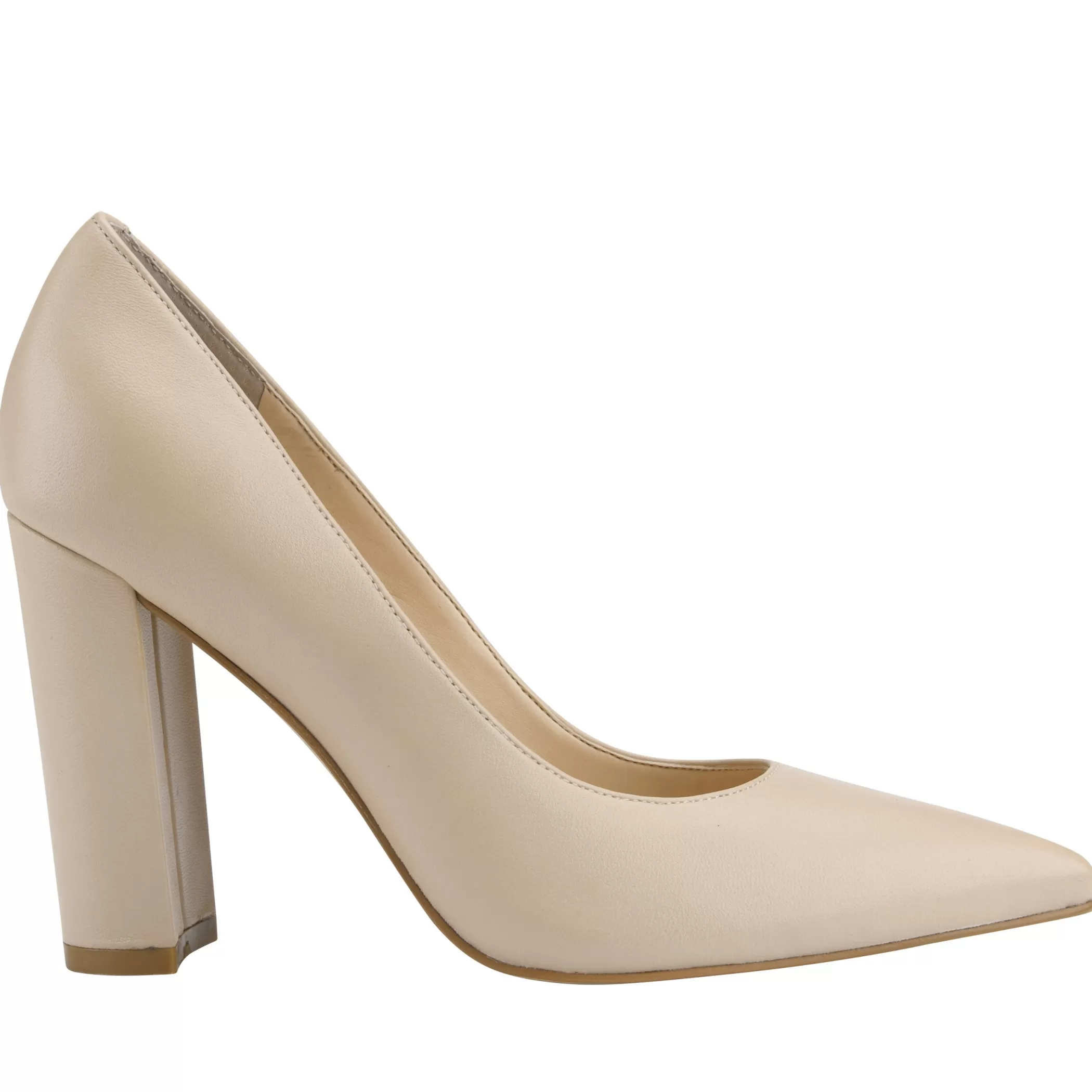 Store Marc Fisher Abilene Block Heel Pointy Toe Pump Light Natural Leather