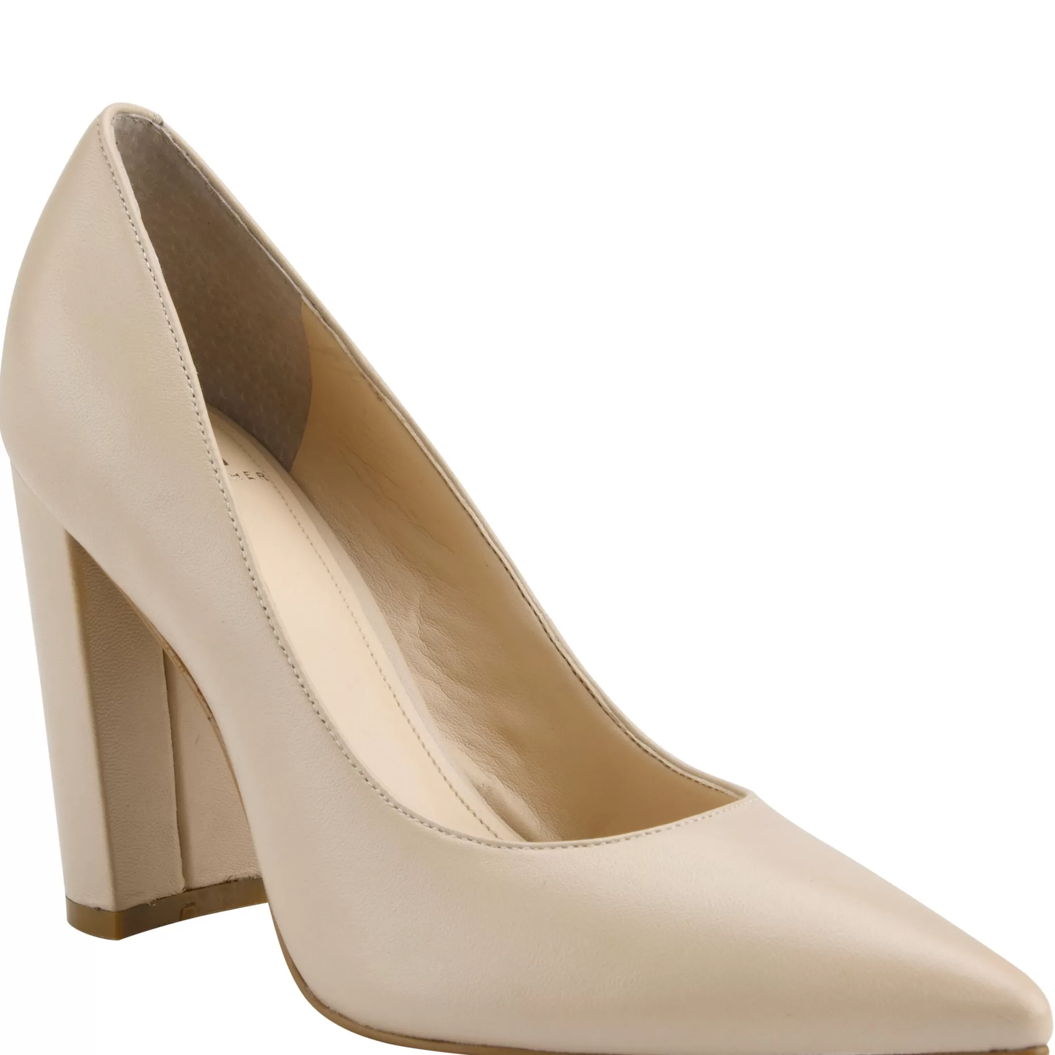 Store Marc Fisher Abilene Block Heel Pointy Toe Pump Light Natural Leather