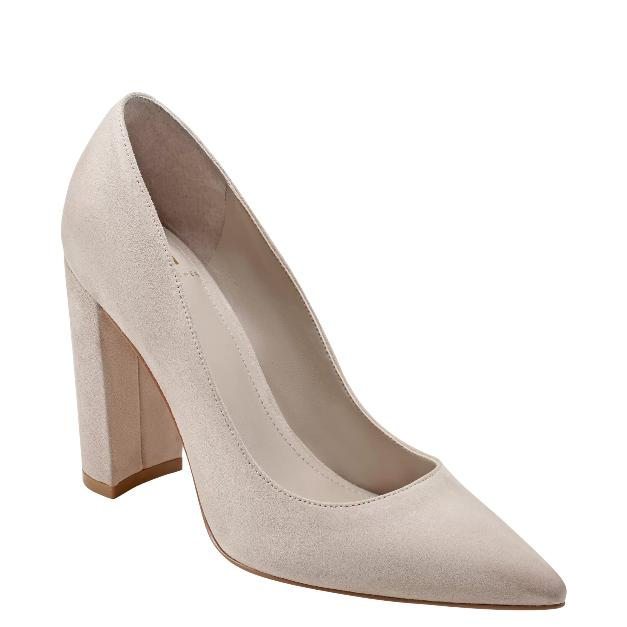 Hot Marc Fisher Abilene Block Heel Pointy Toe Pump Taupe