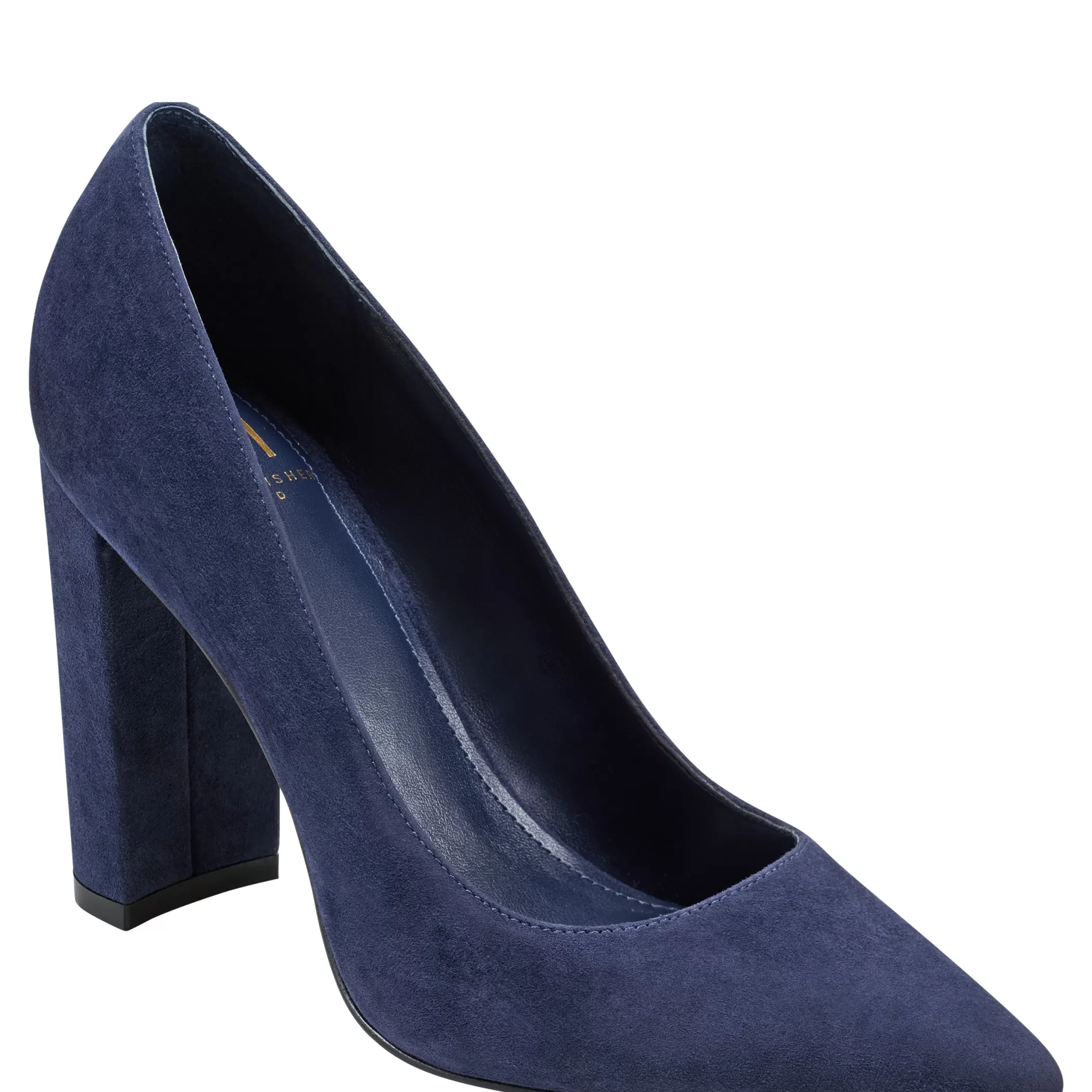 New Marc Fisher Abilene Block Heel Pointy Toe Pump Dark Blue