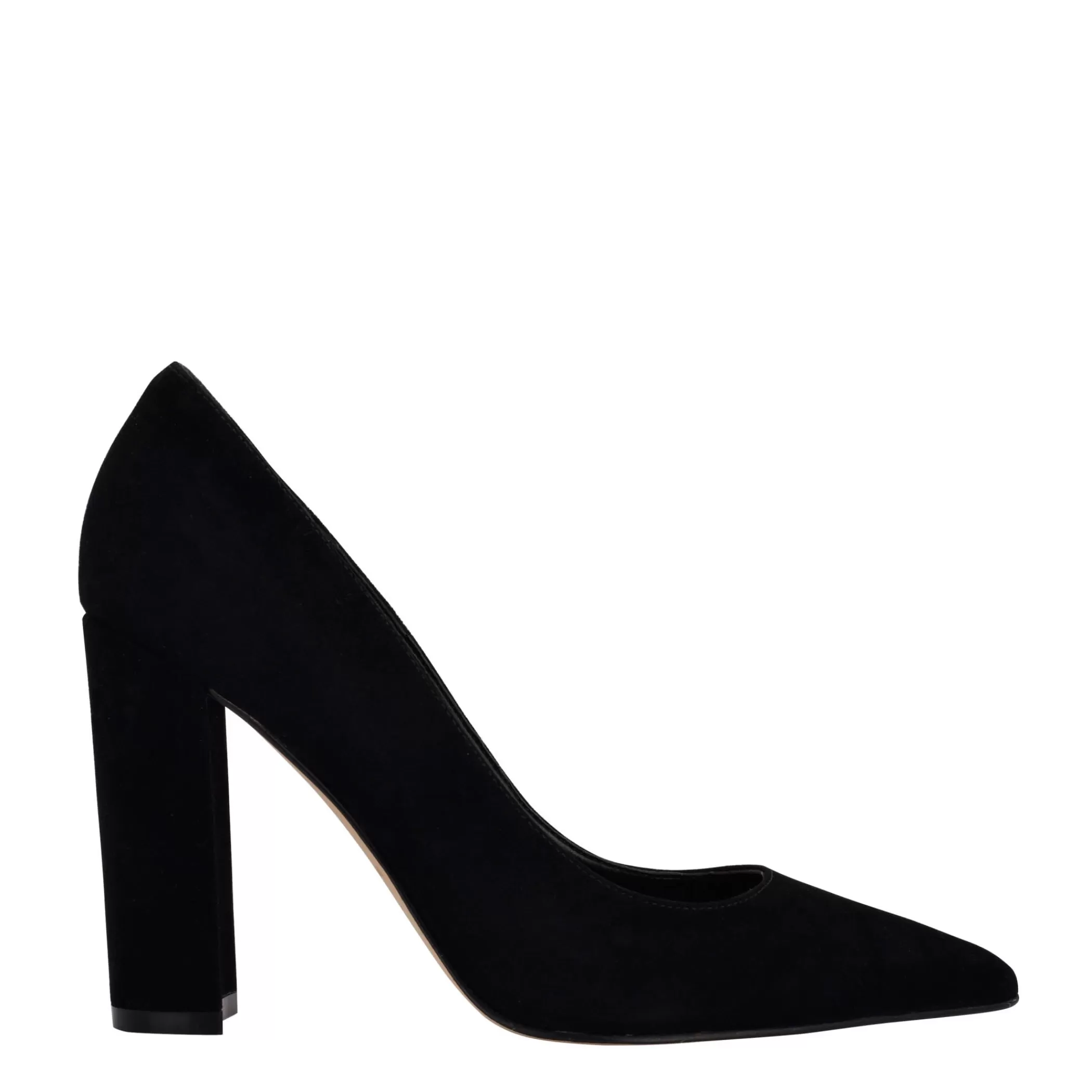 Discount Marc Fisher Abilene Block Heel Pointy Toe Pump Black Suede