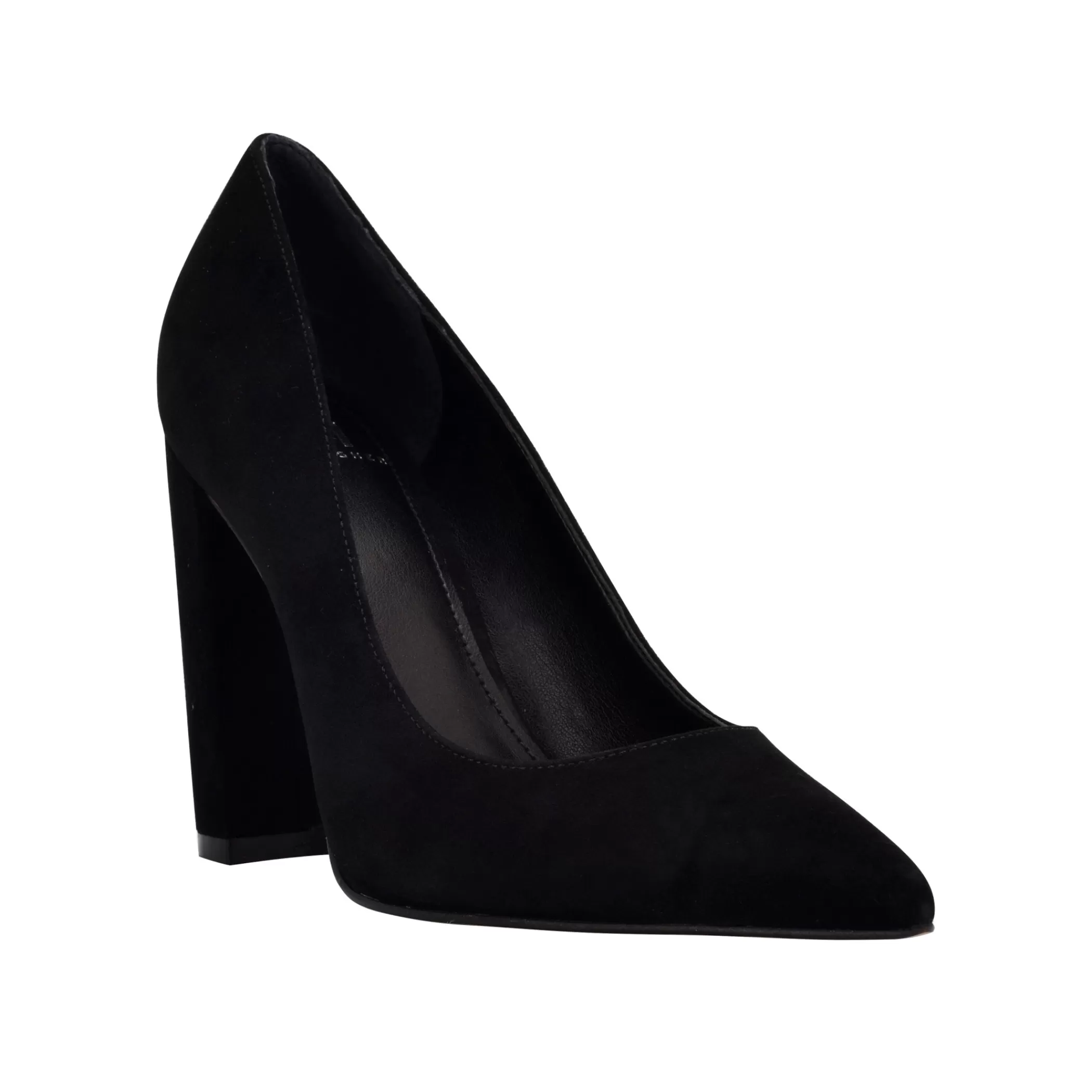 Discount Marc Fisher Abilene Block Heel Pointy Toe Pump Black Suede