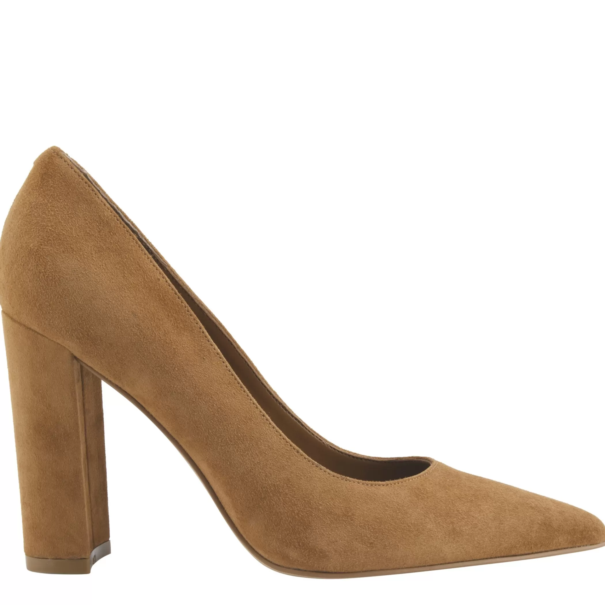 Shop Marc Fisher Abilene Block Heel Pointy Toe Pump Cognac Suede