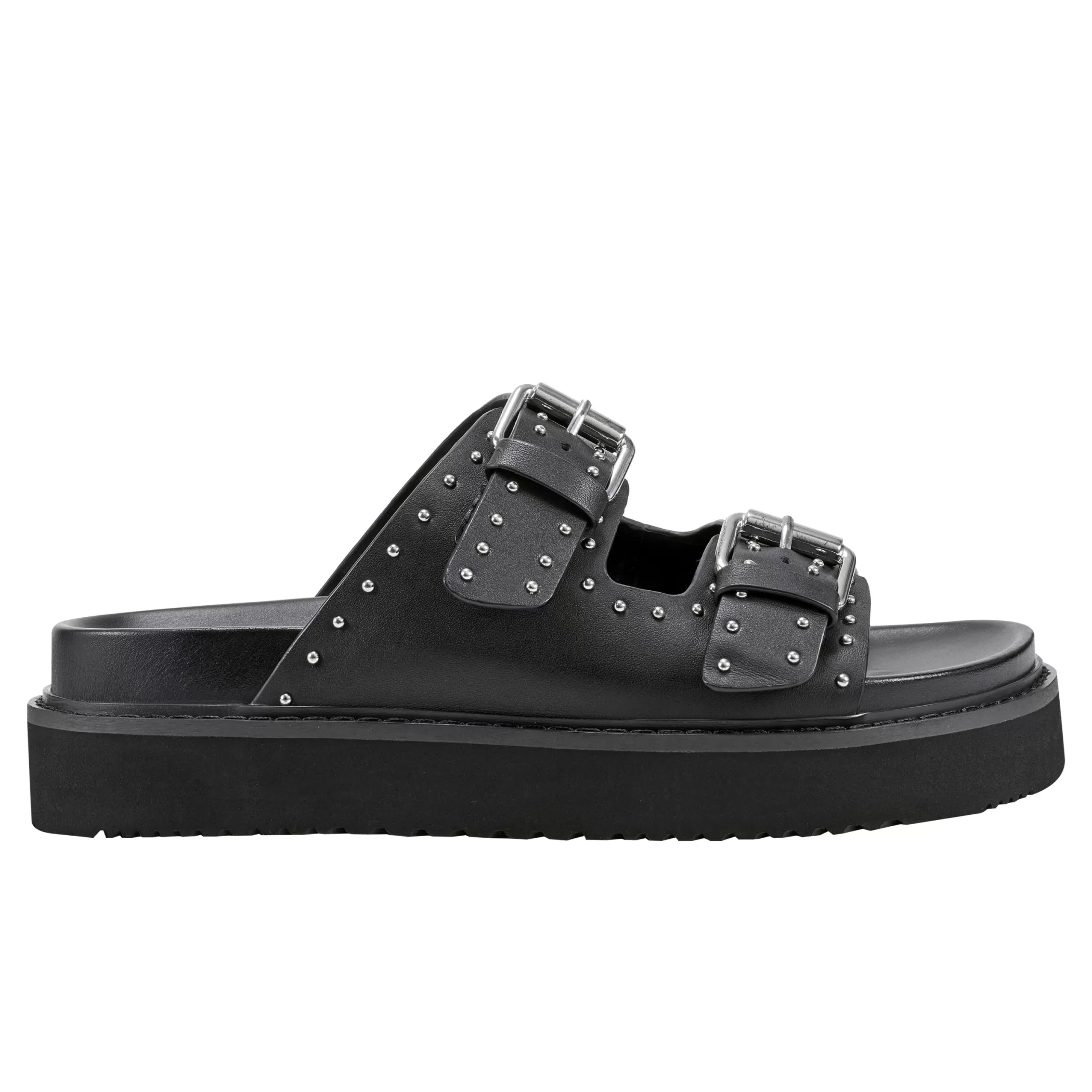 Outlet Marc Fisher Agusta Studded Slide Sandal Black Leather