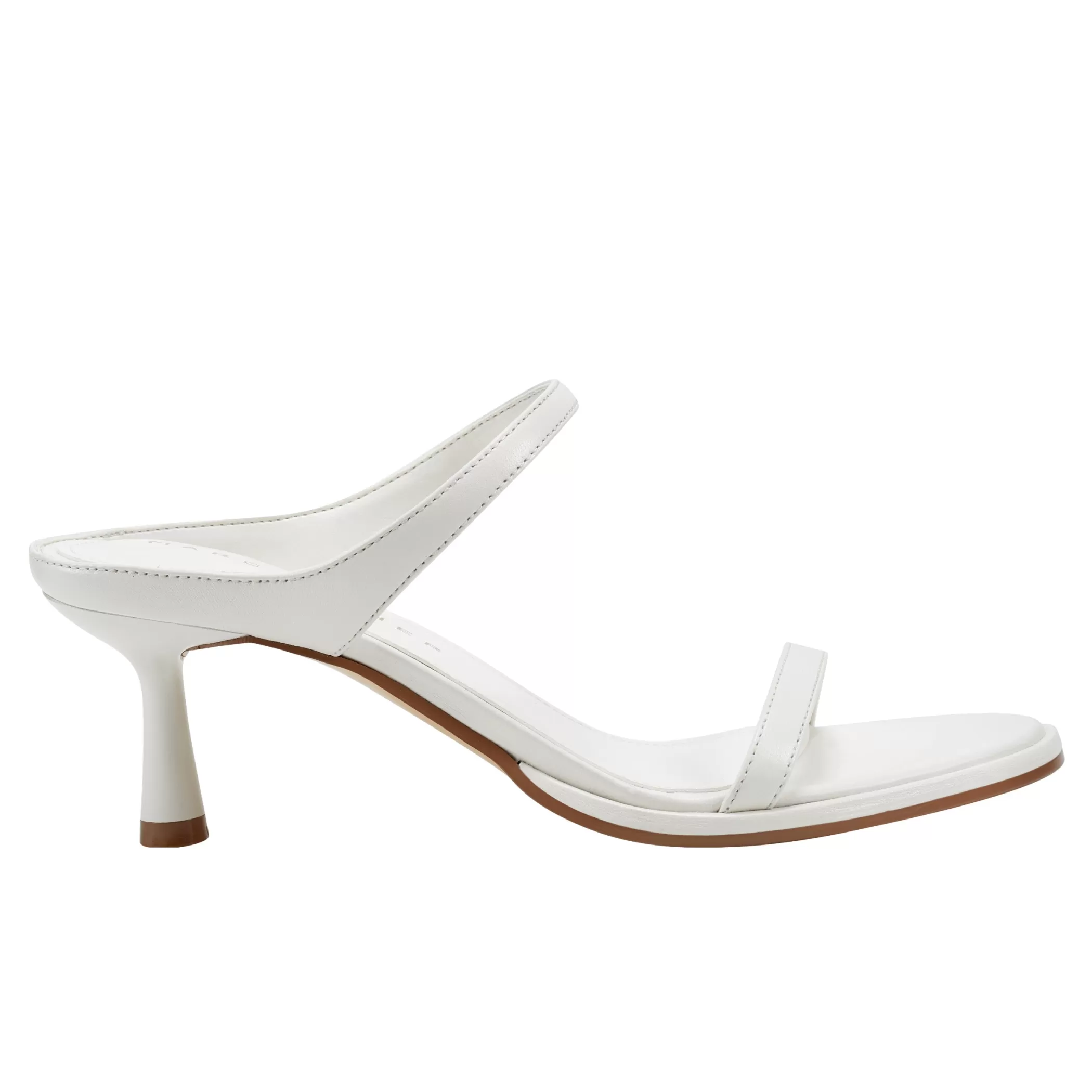 Shop Marc Fisher Alonde Heeled Slide Sandal Chic Cream Leather