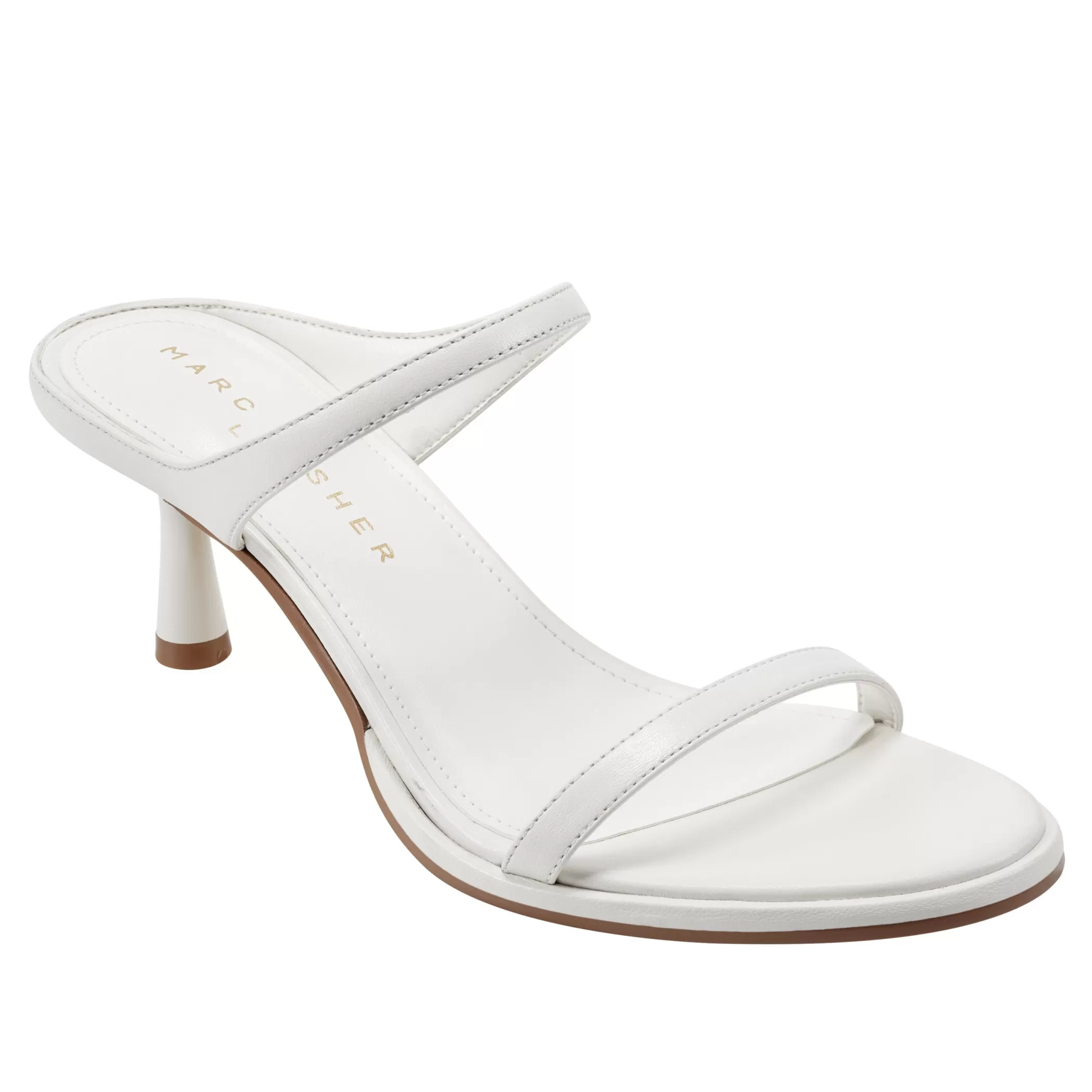 Shop Marc Fisher Alonde Heeled Slide Sandal Chic Cream Leather