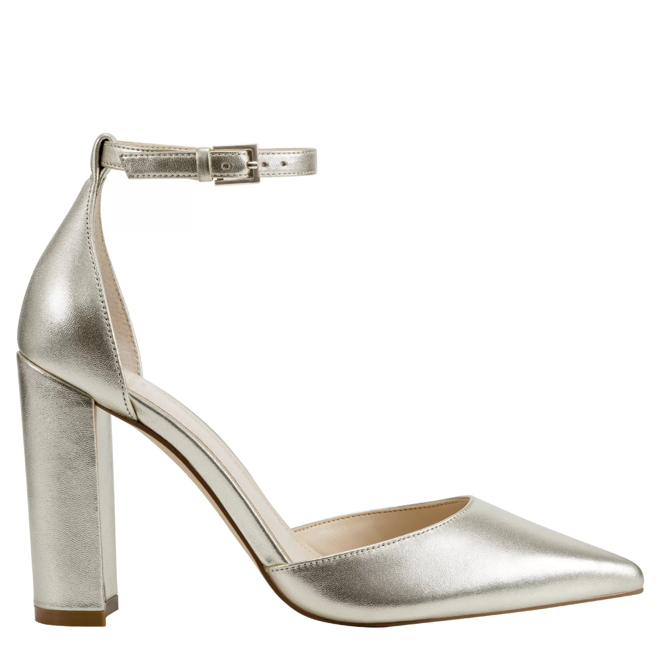 Clearance Marc Fisher Arnette Ankle Strap Heel Platino Leather