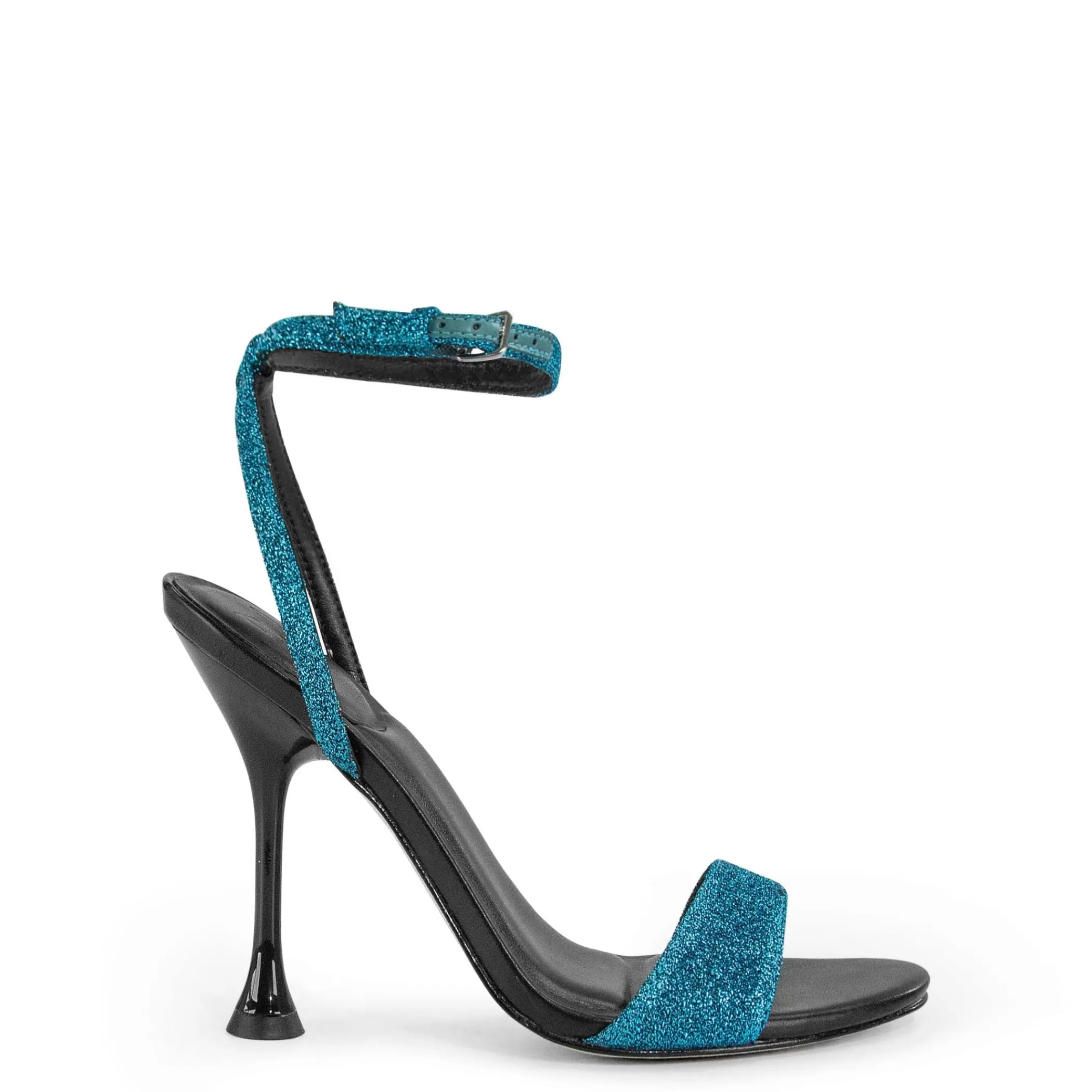 Outlet Marc Fisher Calisty Strappy Heeled Sandal Black/Blue Glitter