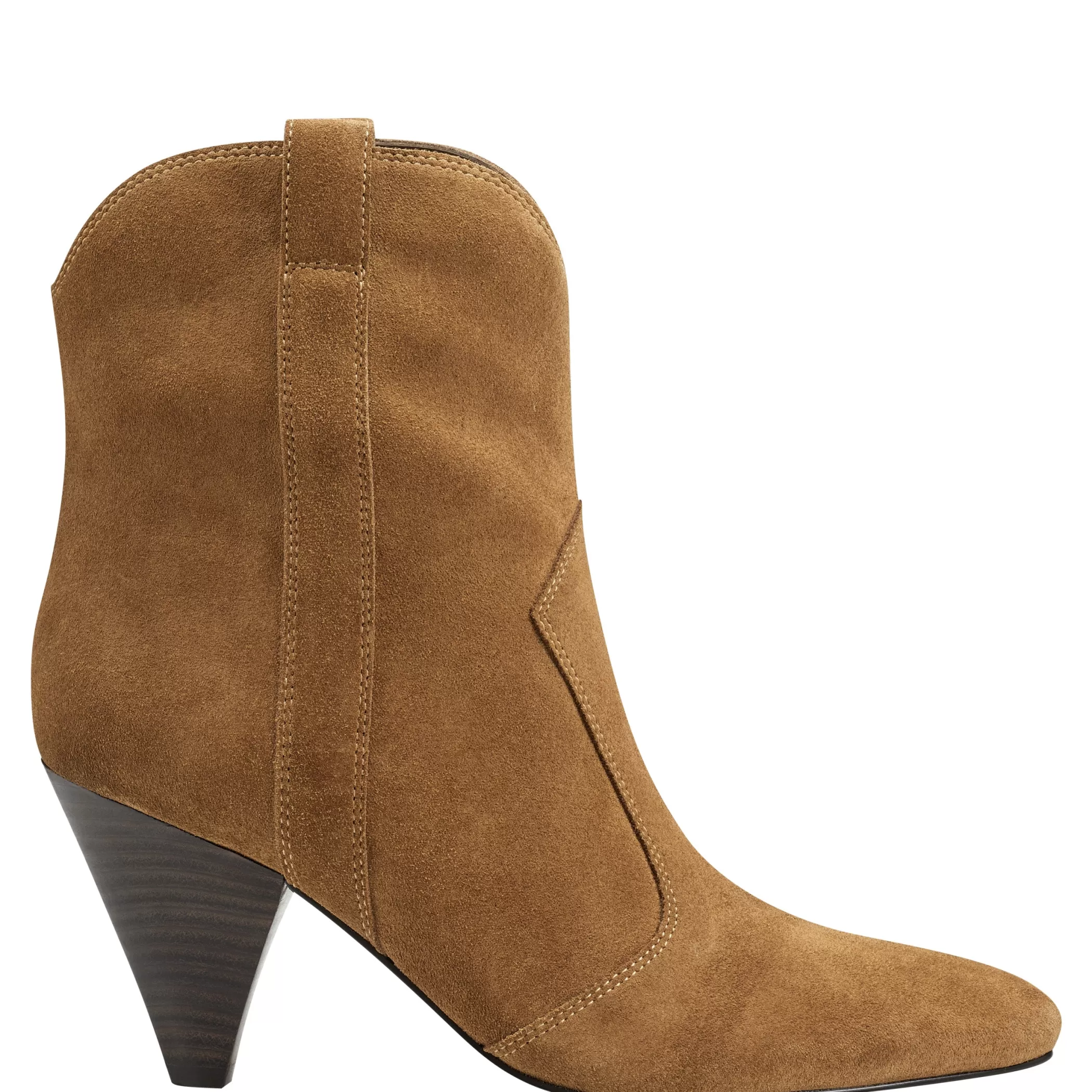 Best Sale Marc Fisher Carissa Heeled Western Bootie Cognac Suede