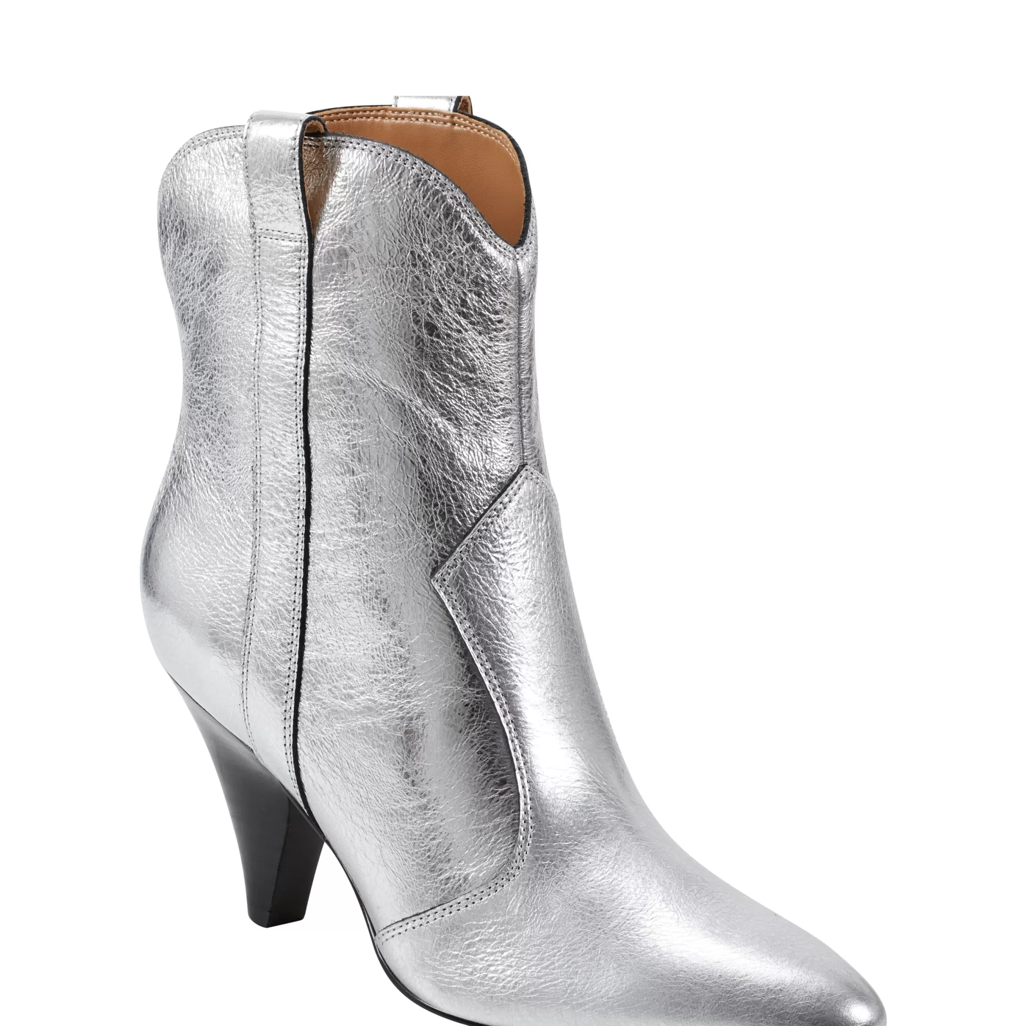 Fashion Marc Fisher Carissa Heeled Western Bootie Silver