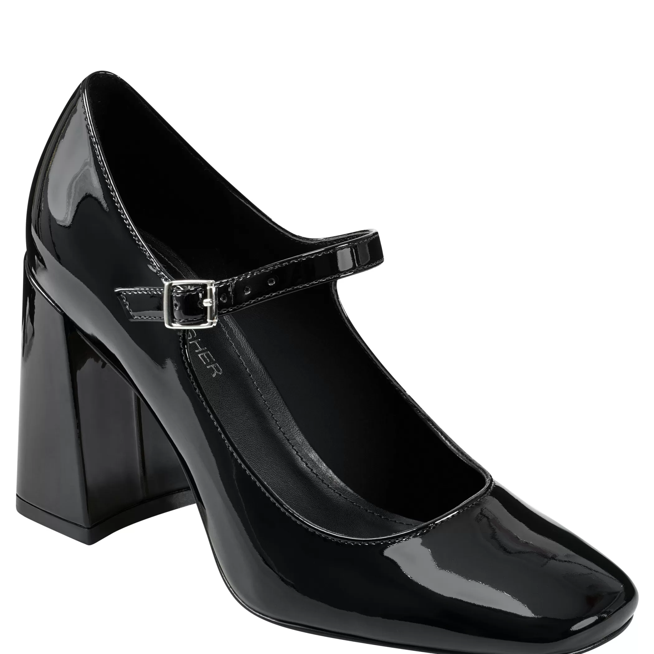 Clearance Marc Fisher Charin Block Heel Mary Jane Black Patent