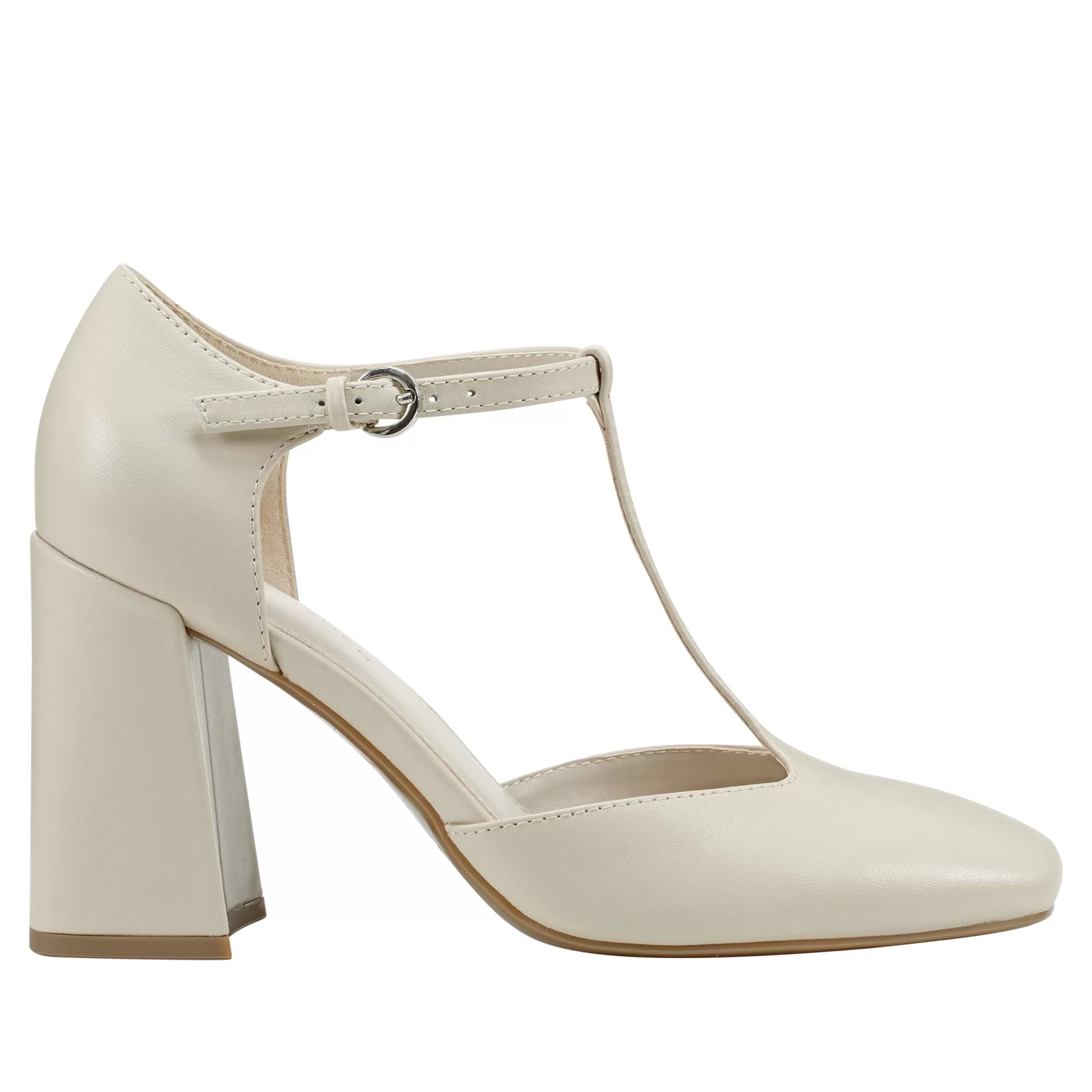 New Marc Fisher Cyrene T-Strap Pump Chic Cream