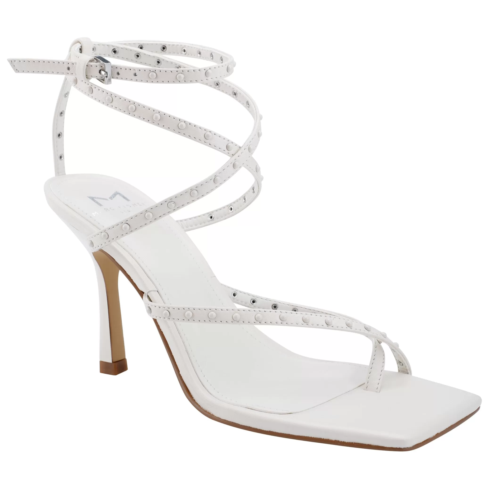 Hot Marc Fisher Dallin Strappy Heeled Sandal Ivory Leather