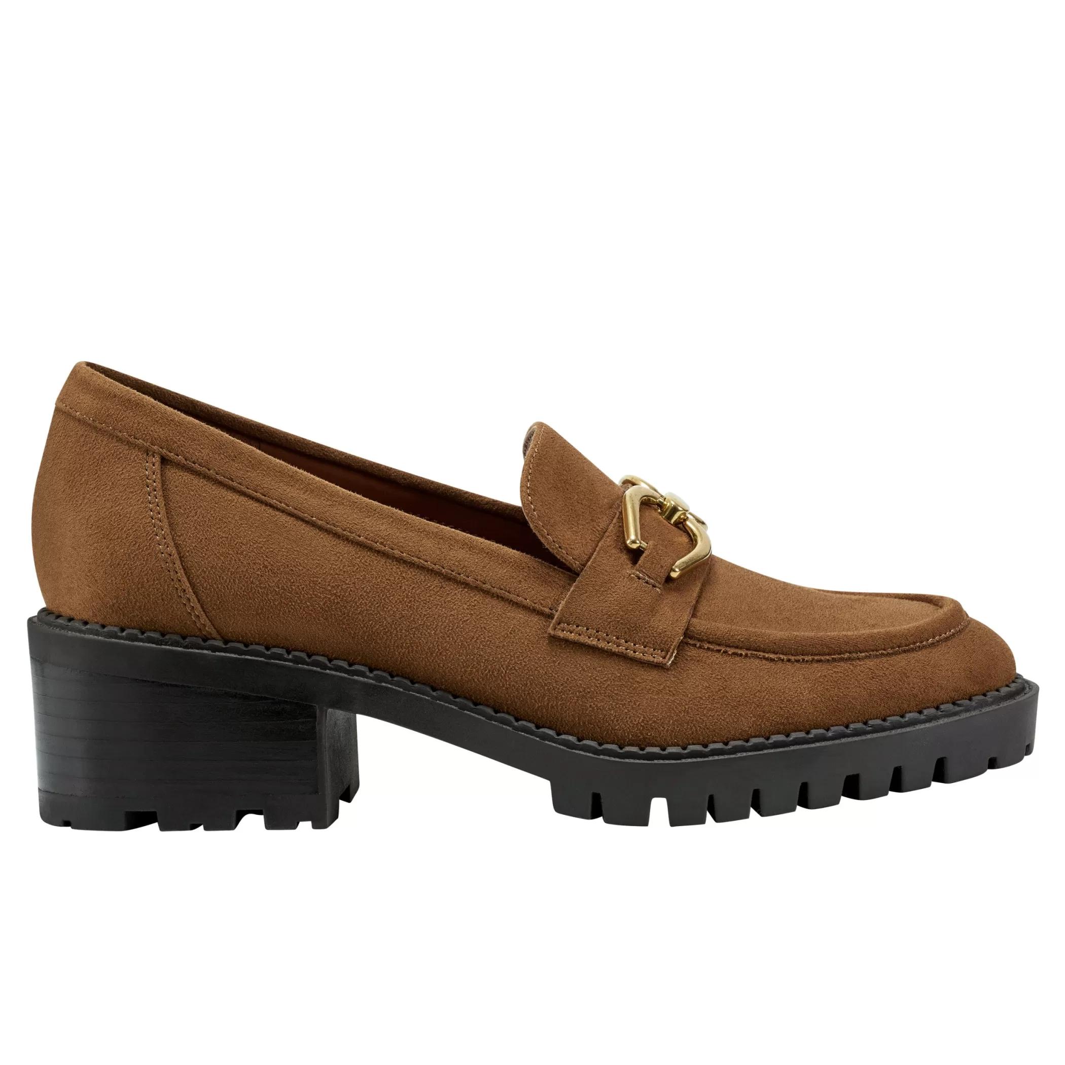 Shop Marc Fisher Delanie Lug Sole Loafer Cognac Suede