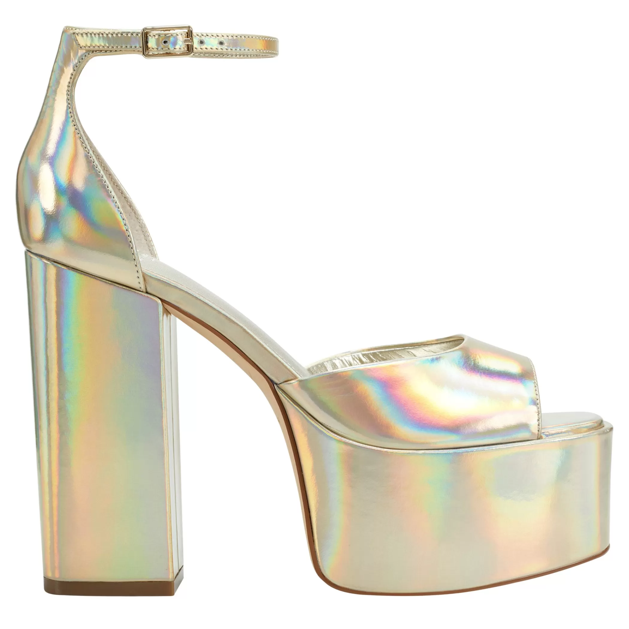 Cheap Marc Fisher Della Platform Sandal Platino Iridescent Leather