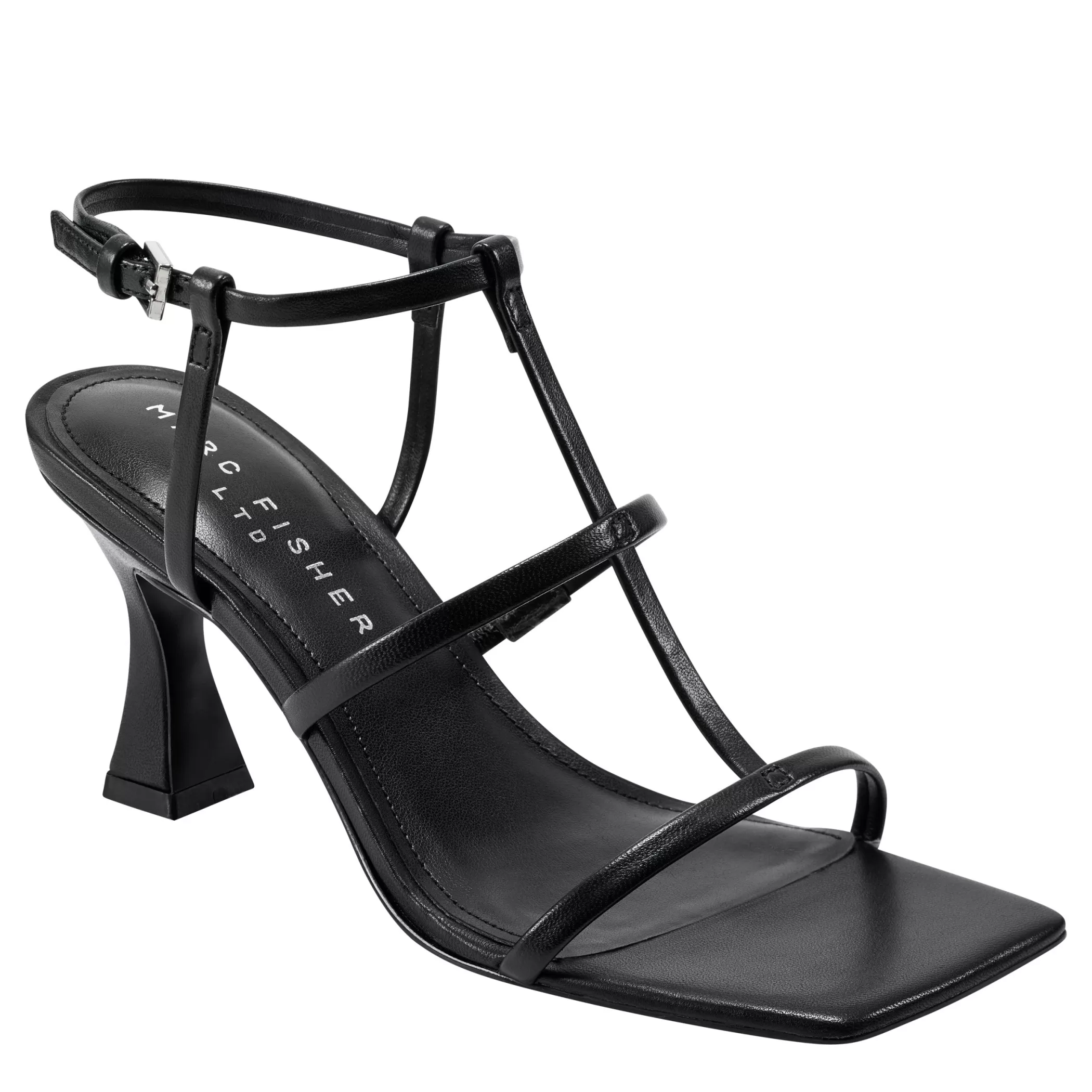 New Marc Fisher Dennie Strappy Dress Sandal Black Leather