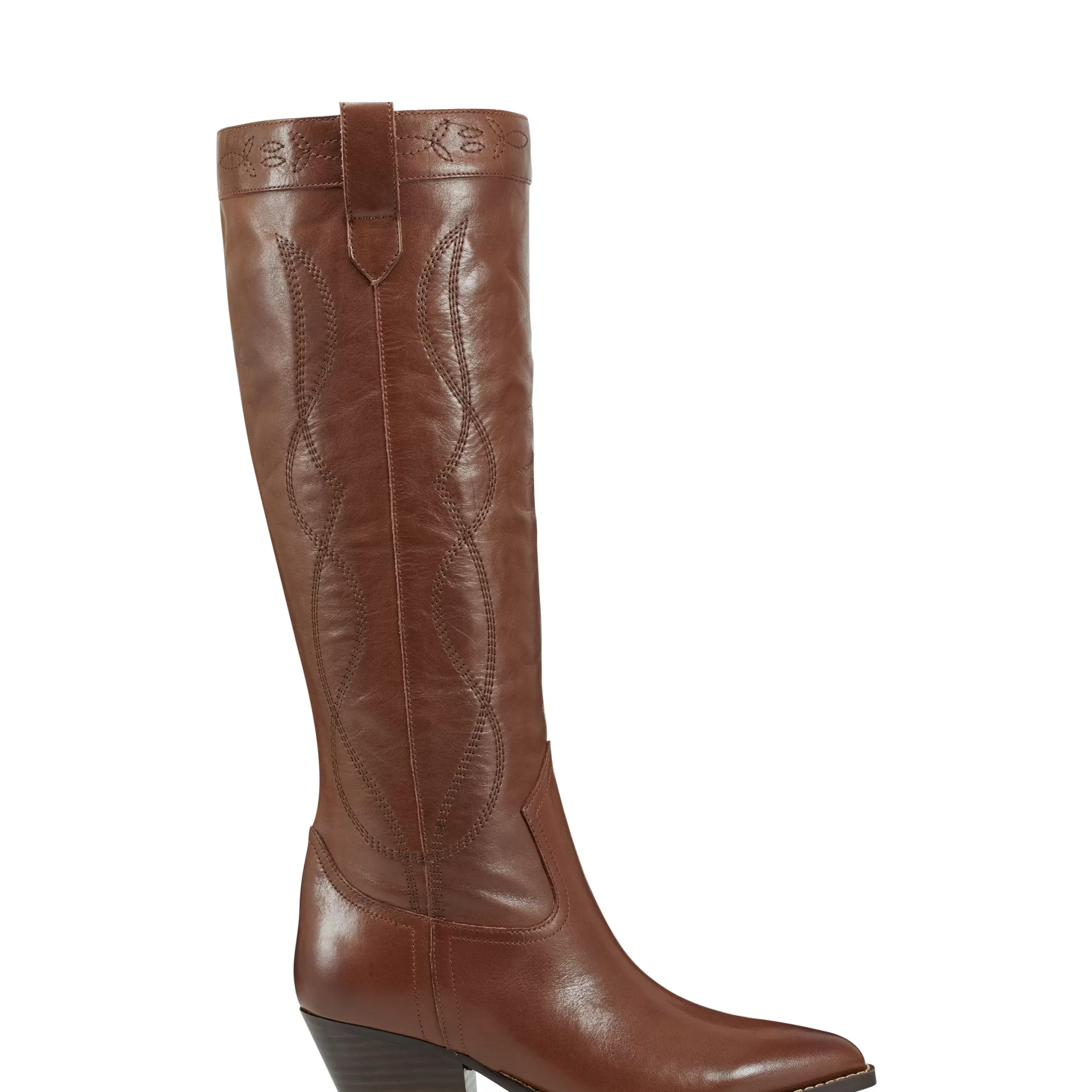 Cheap Marc Fisher Edania Western Pointy Toe Boot Brown Leather