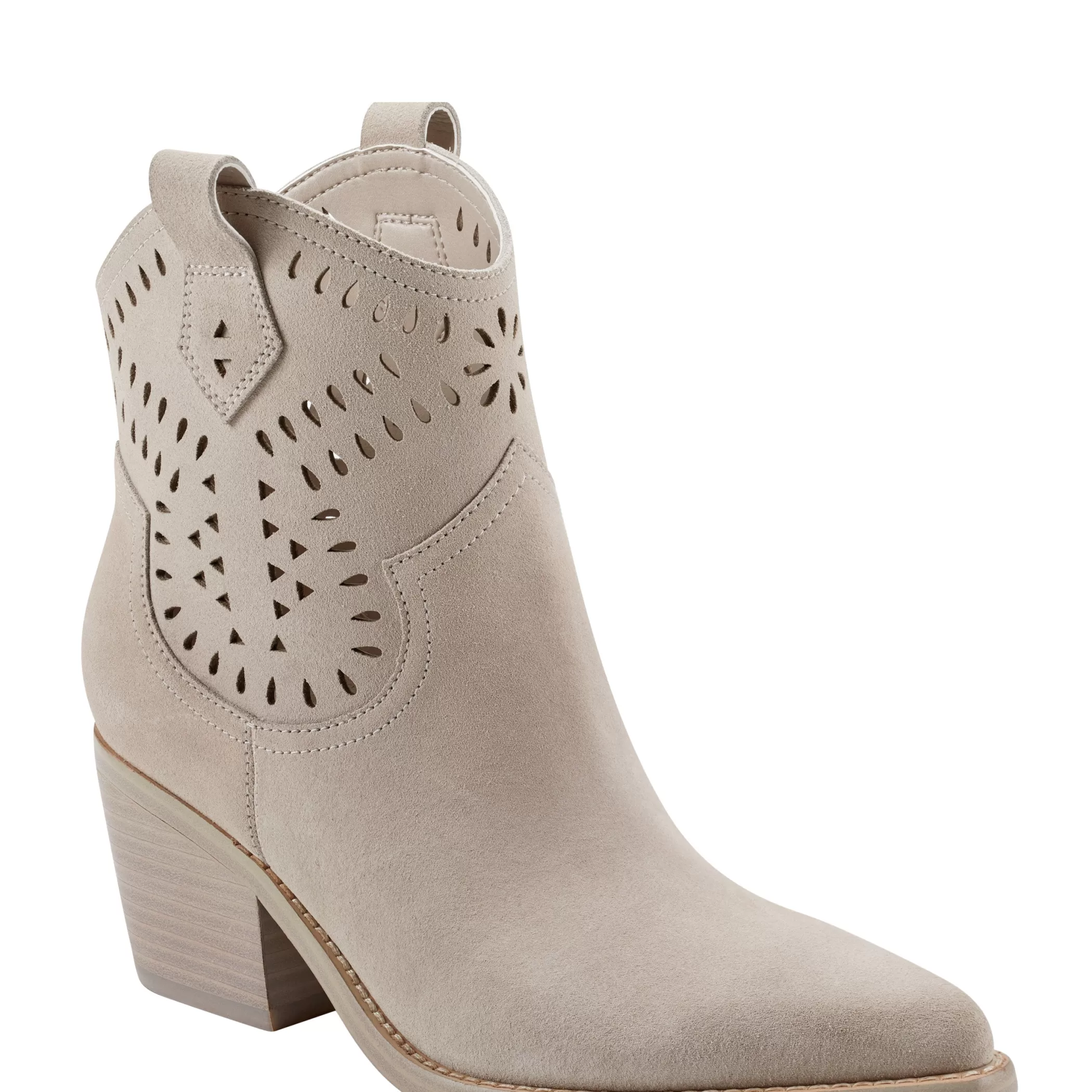 Discount Marc Fisher Elyma Perferated Western Bootie Taupe