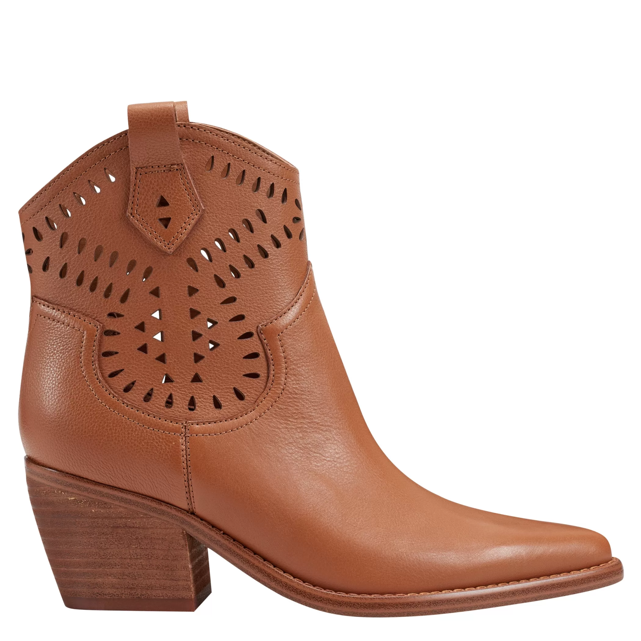 Store Marc Fisher Elyma Perferated Western Bootie Brown Leather