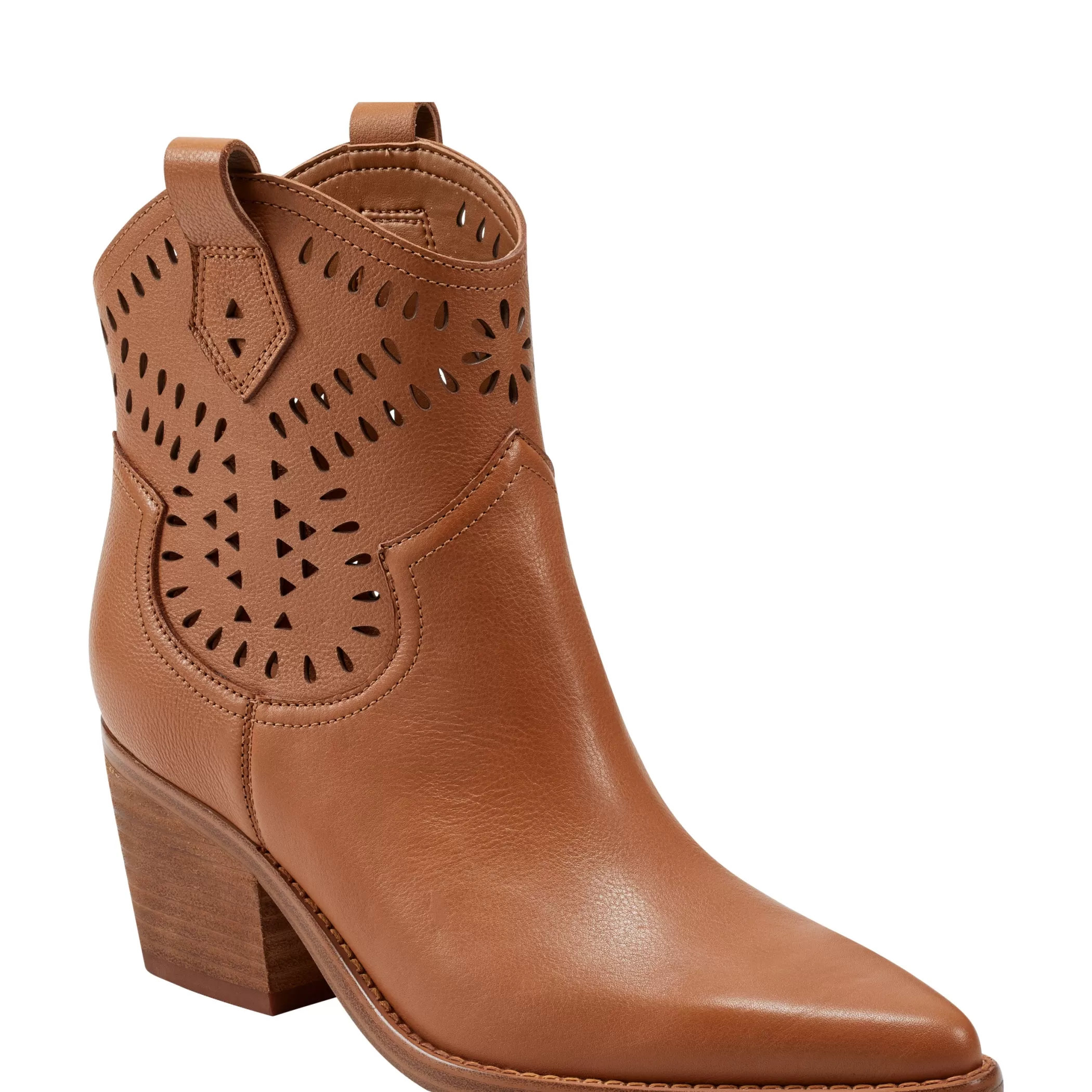 Store Marc Fisher Elyma Perferated Western Bootie Brown Leather