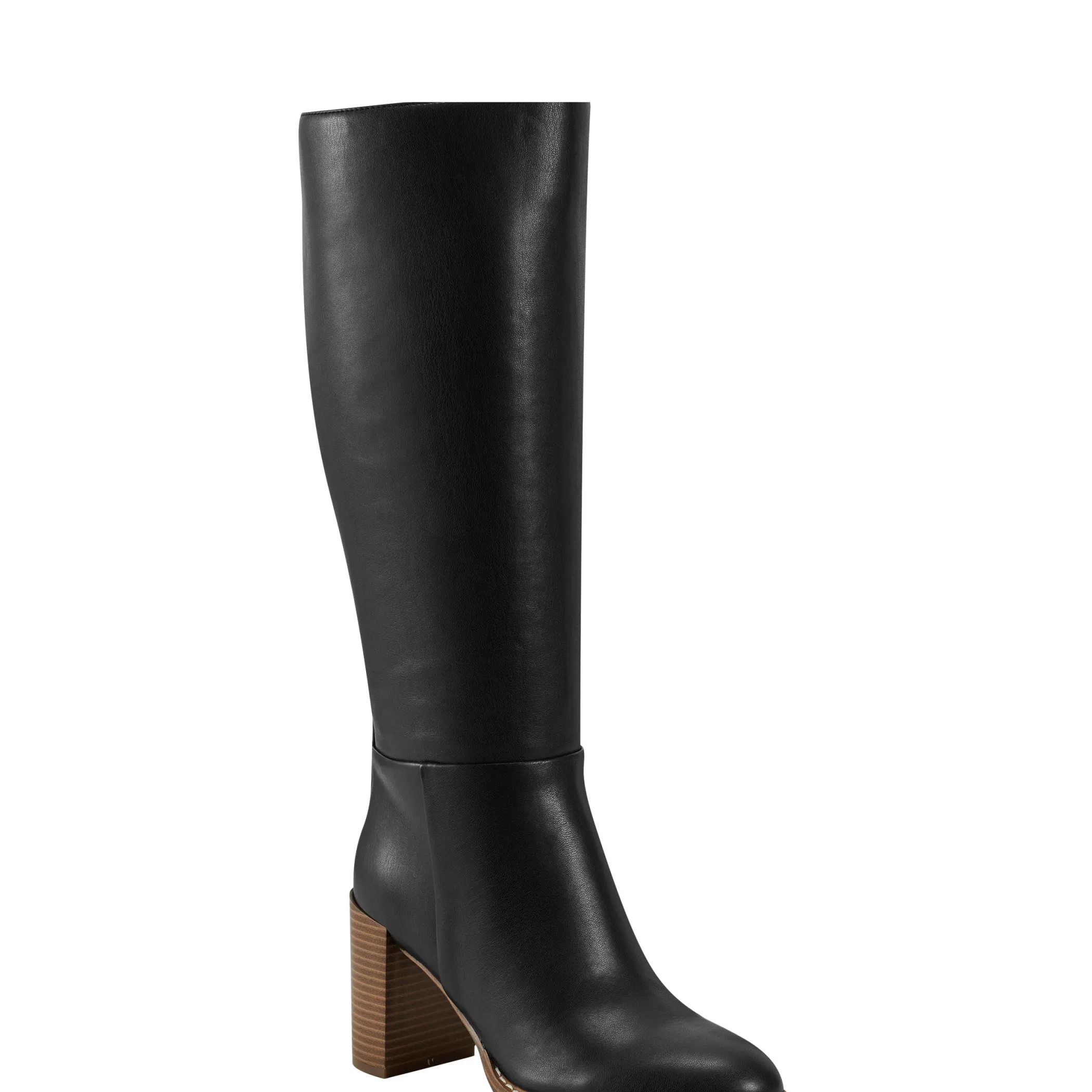 Best Marc Fisher Gabey Wide Calf Round Toe Block Heel Dress Boot Black