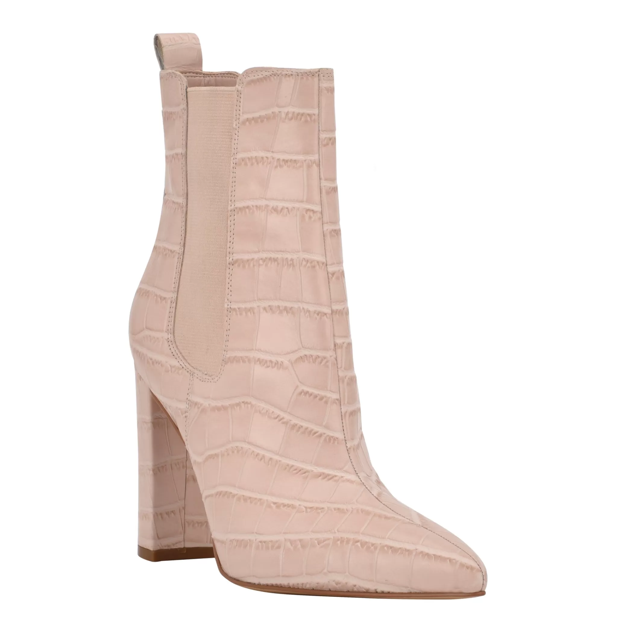 Shop Marc Fisher Garliss Heeled Chelsea Bootie Light Natural Croco Leather