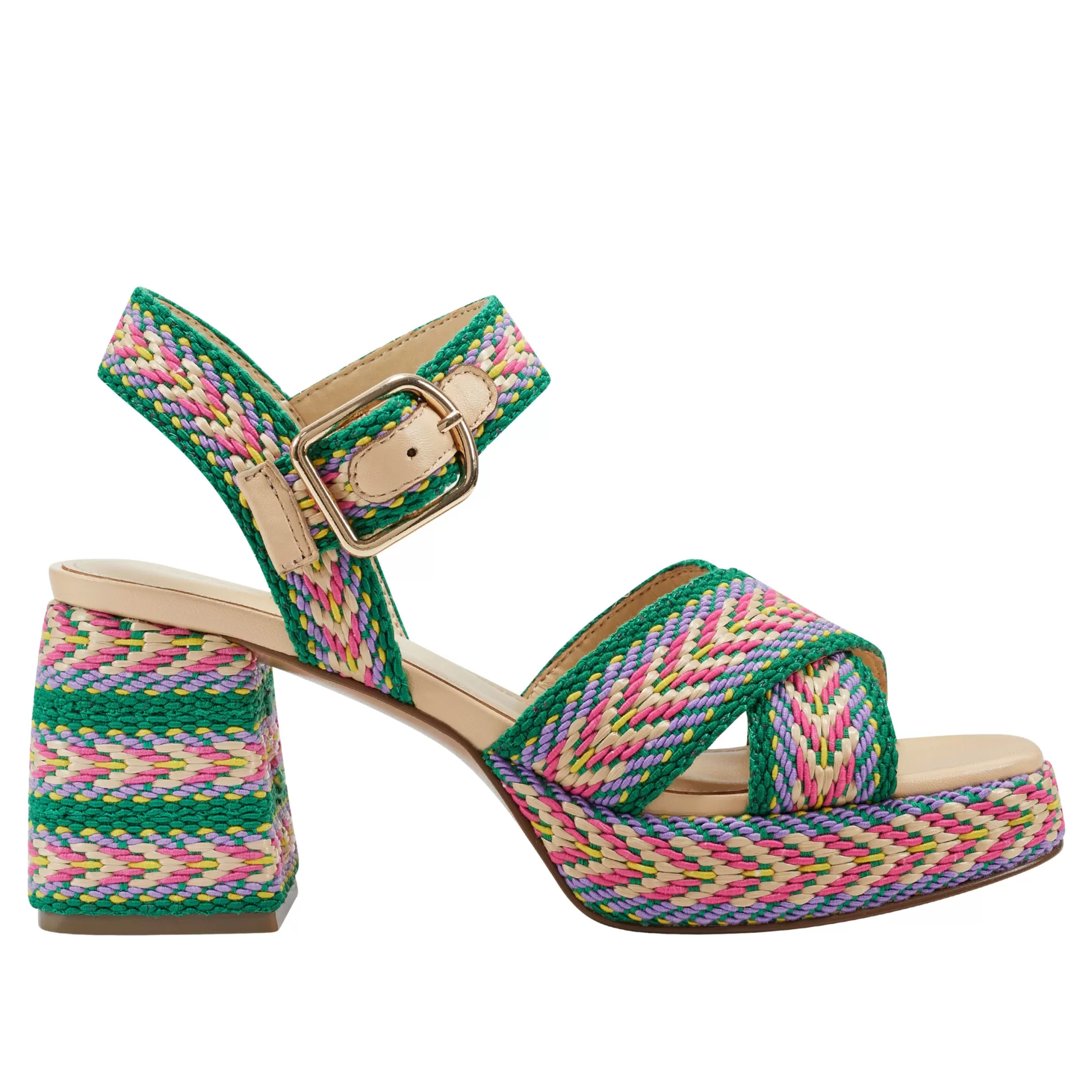 Best Sale Marc Fisher Gemmie Platform Sandal Green Multi