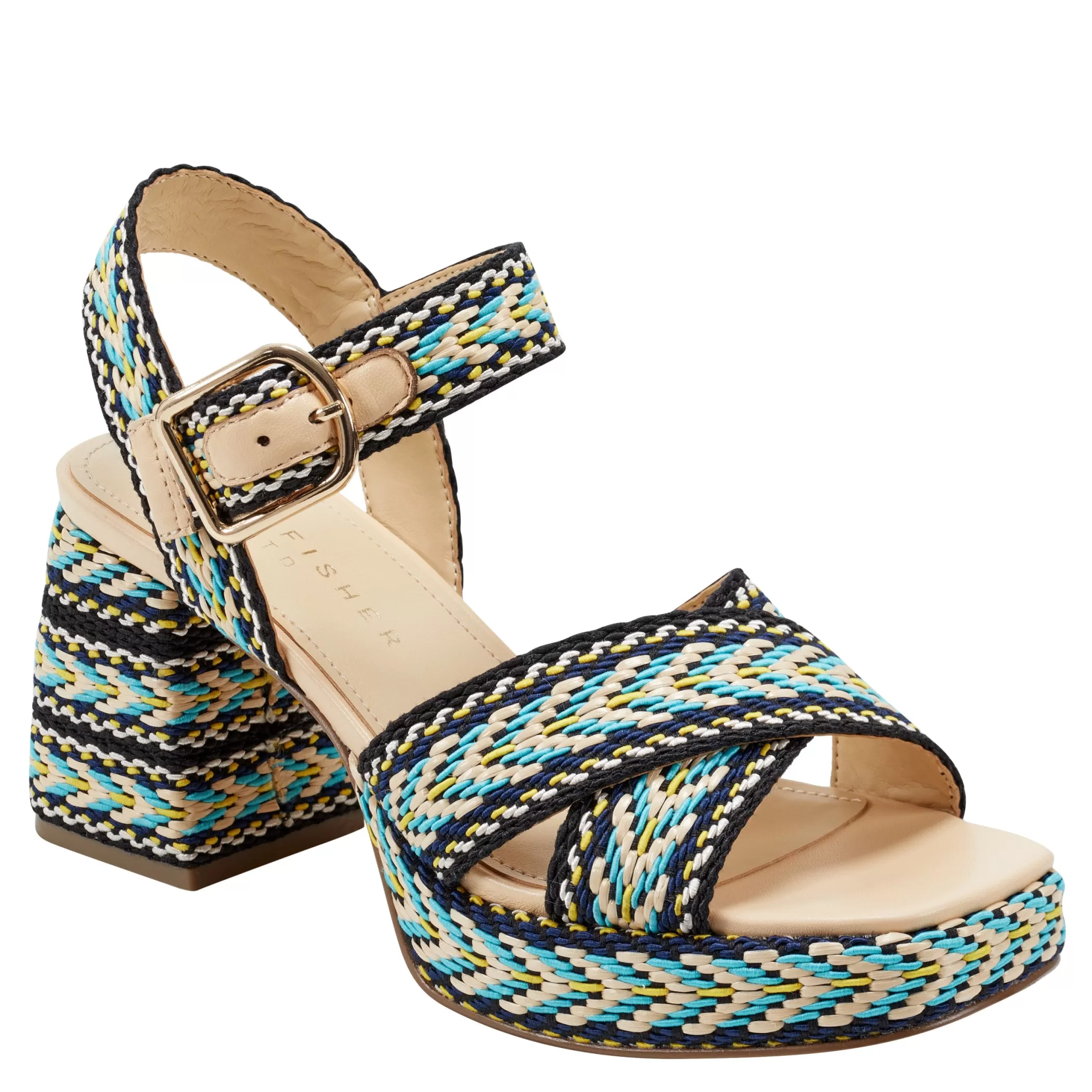 Store Marc Fisher Gemmie Platform Sandal Blue Multi