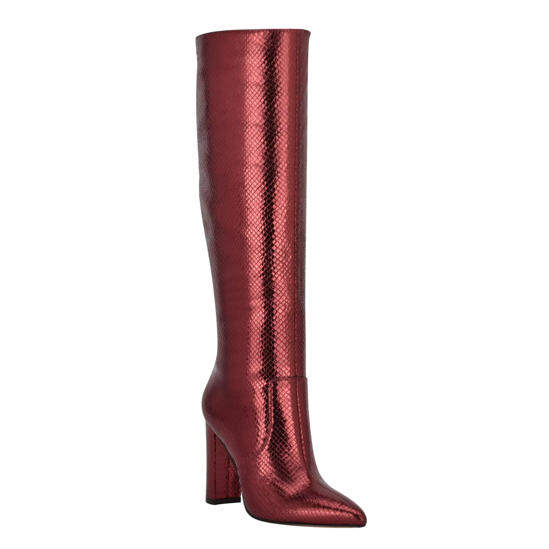 Cheap Marc Fisher Giancarlo Heeled Boot Red Snake Suede