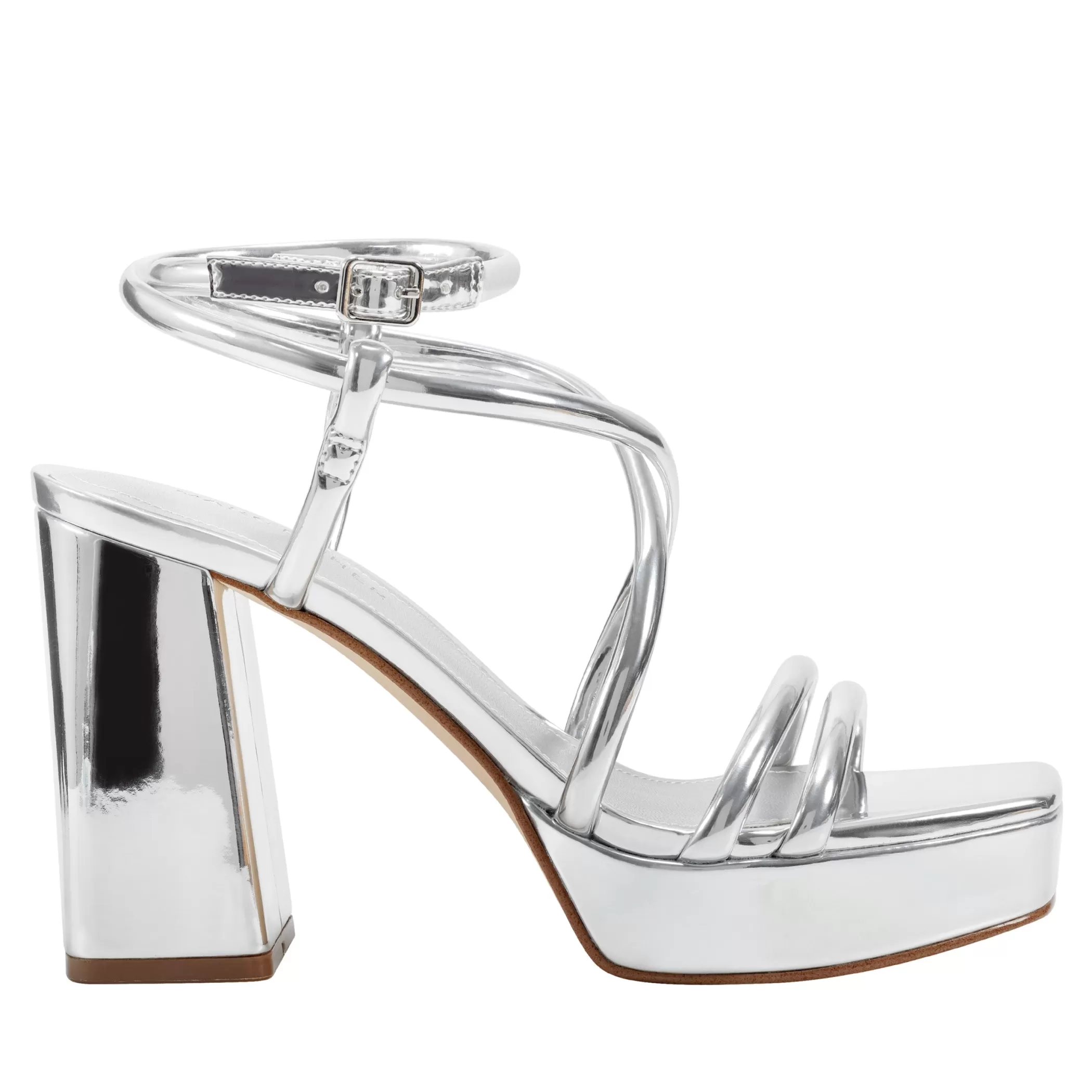 Shop Marc Fisher Gimie Strappy Platform Sandal Silver