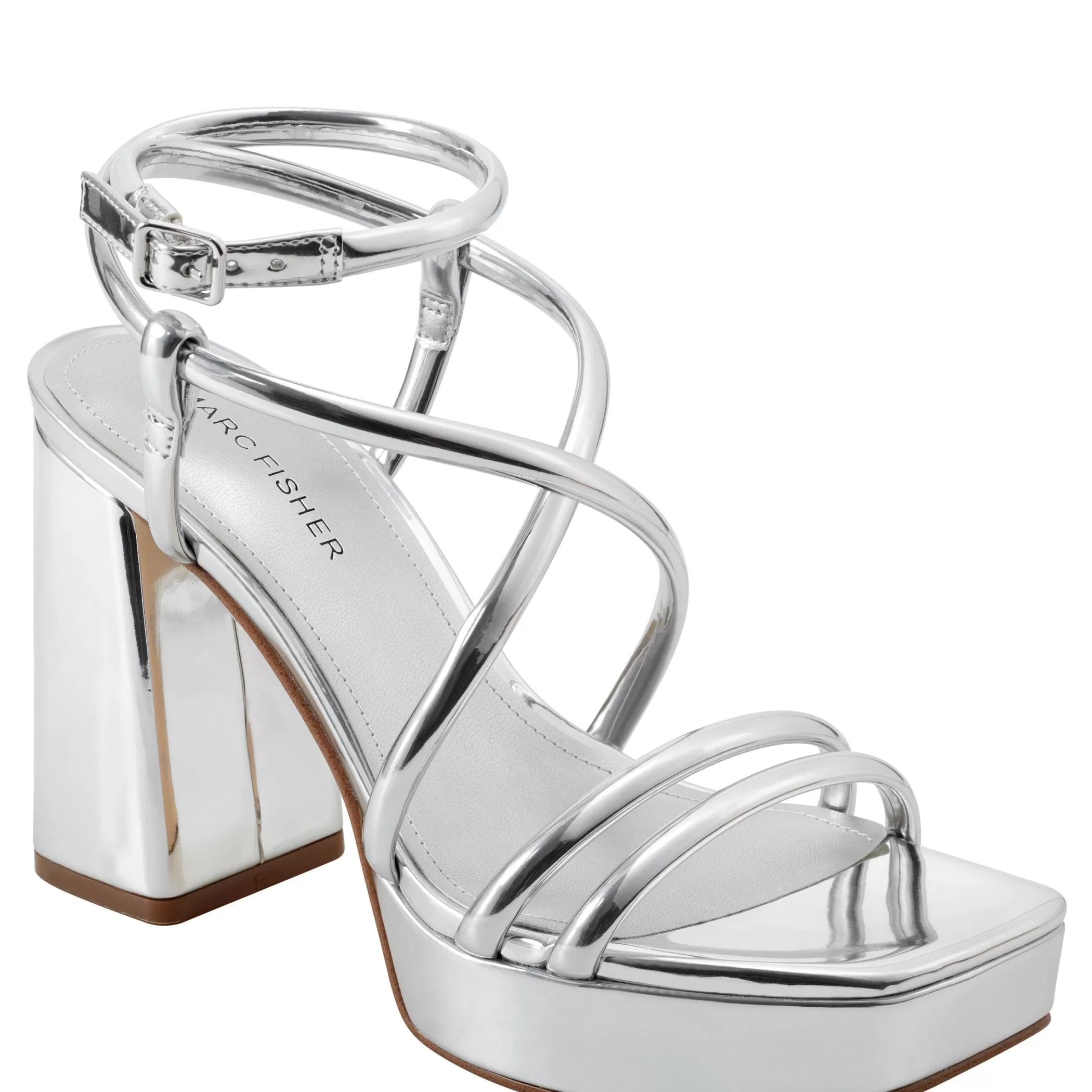 Shop Marc Fisher Gimie Strappy Platform Sandal Silver