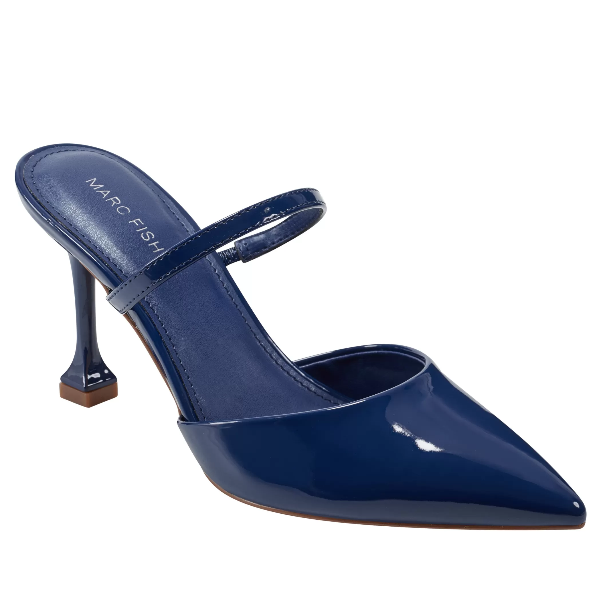 Shop Marc Fisher Hadais Heeled Mule Navy Patent