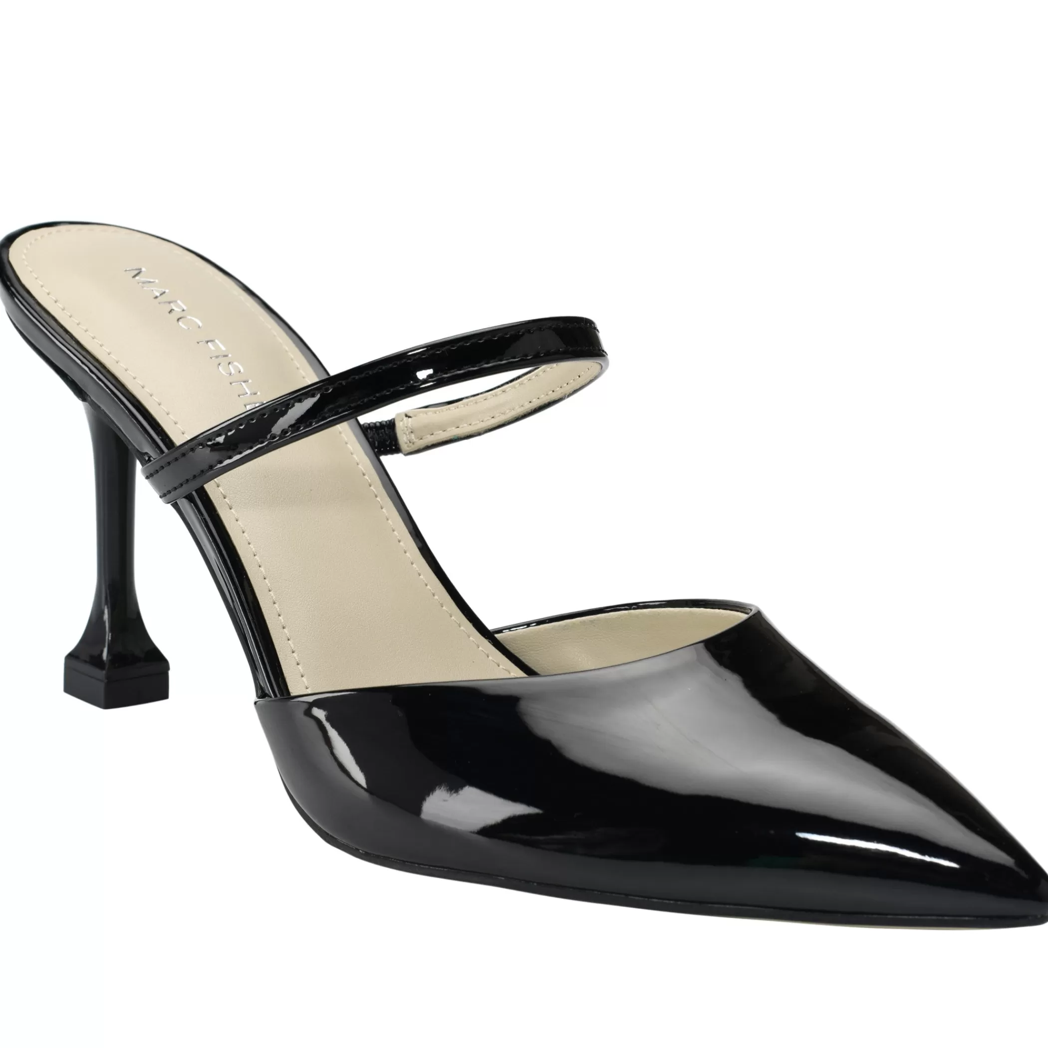 Best Sale Marc Fisher Hadais Heeled Mule Black Patent