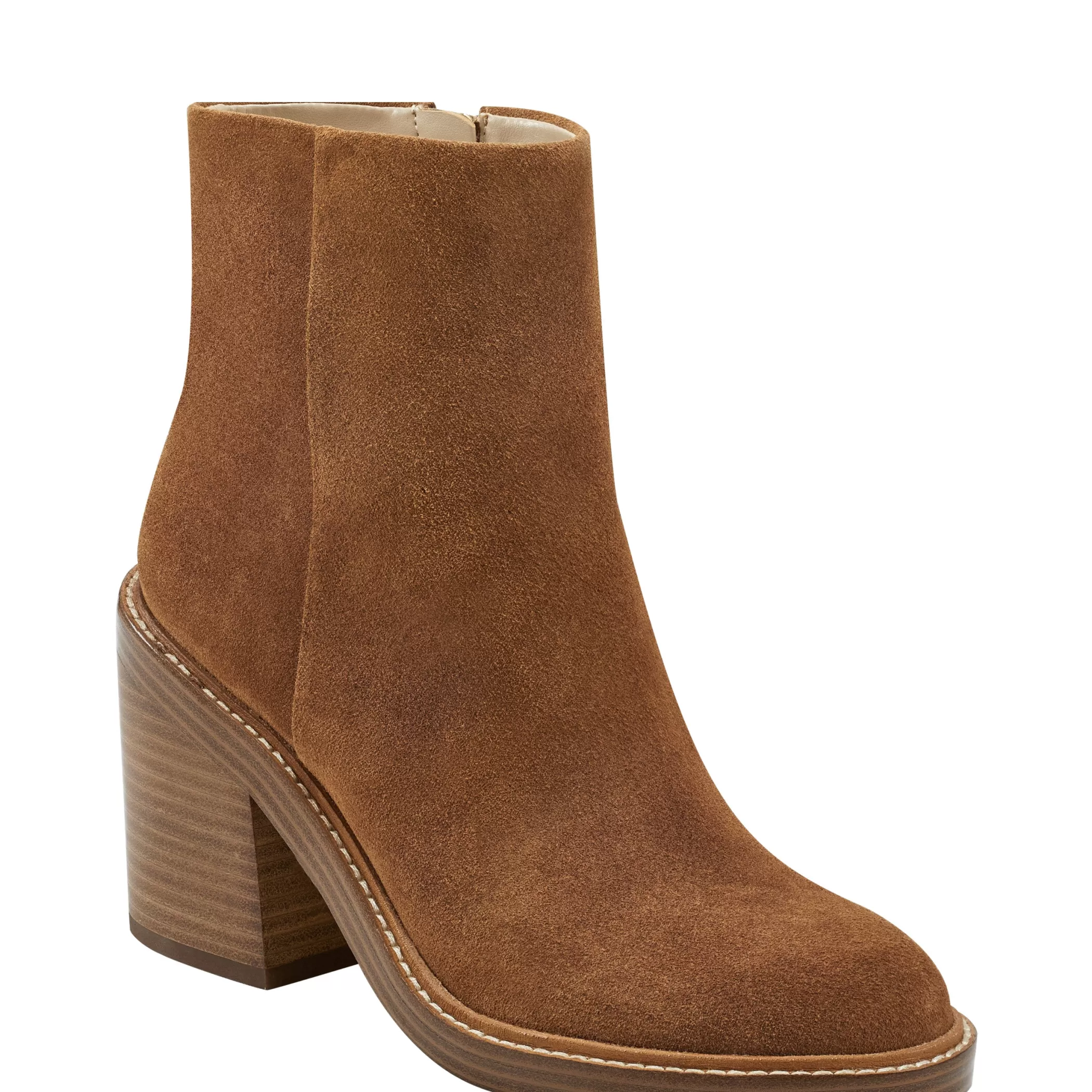 New Marc Fisher Haleena Round Toe Bootie Tan Suede