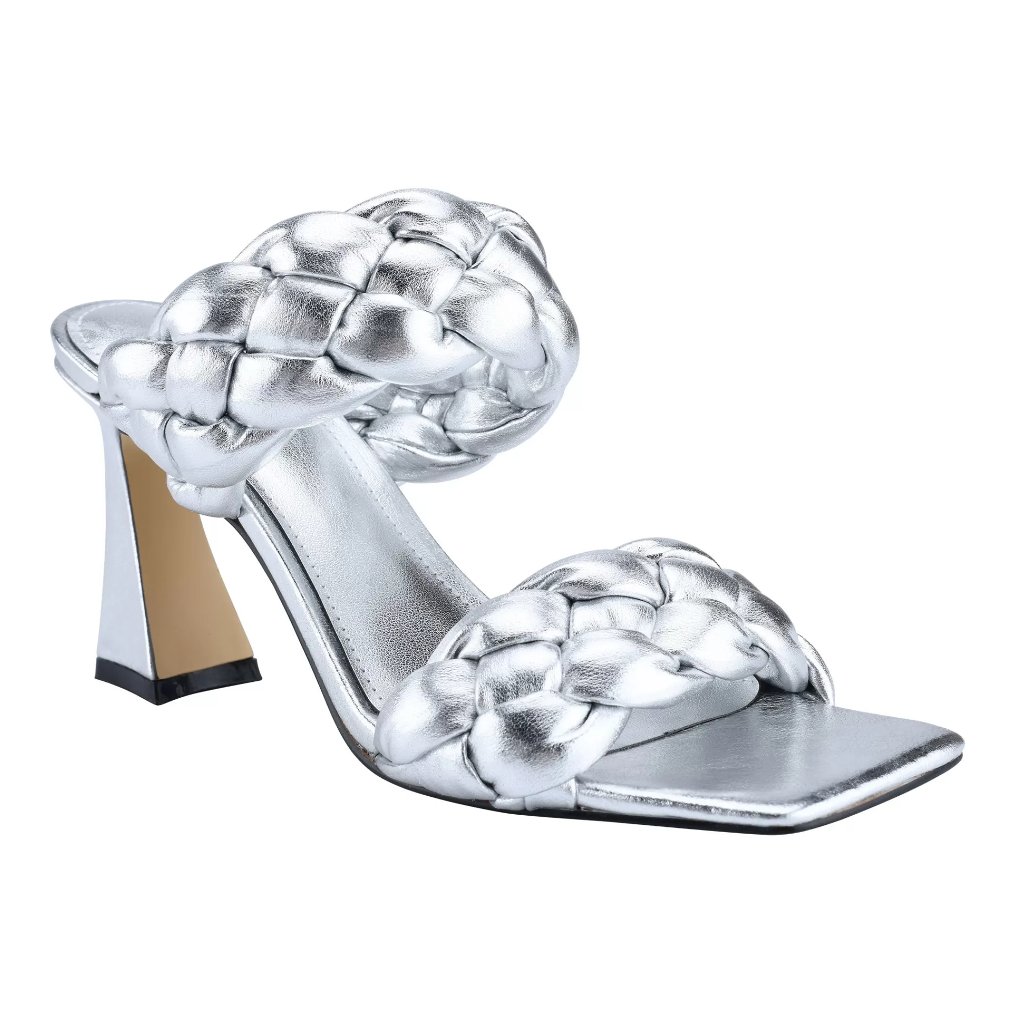 Shop Marc Fisher Hammy Heeled Sandal Silver Metallic Leather