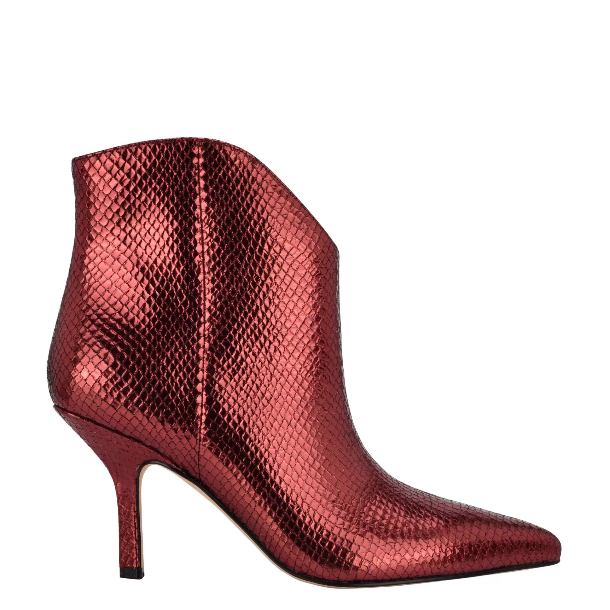 Cheap Marc Fisher Haylian Pointy Toe Bootie Red Snake Printed Leather