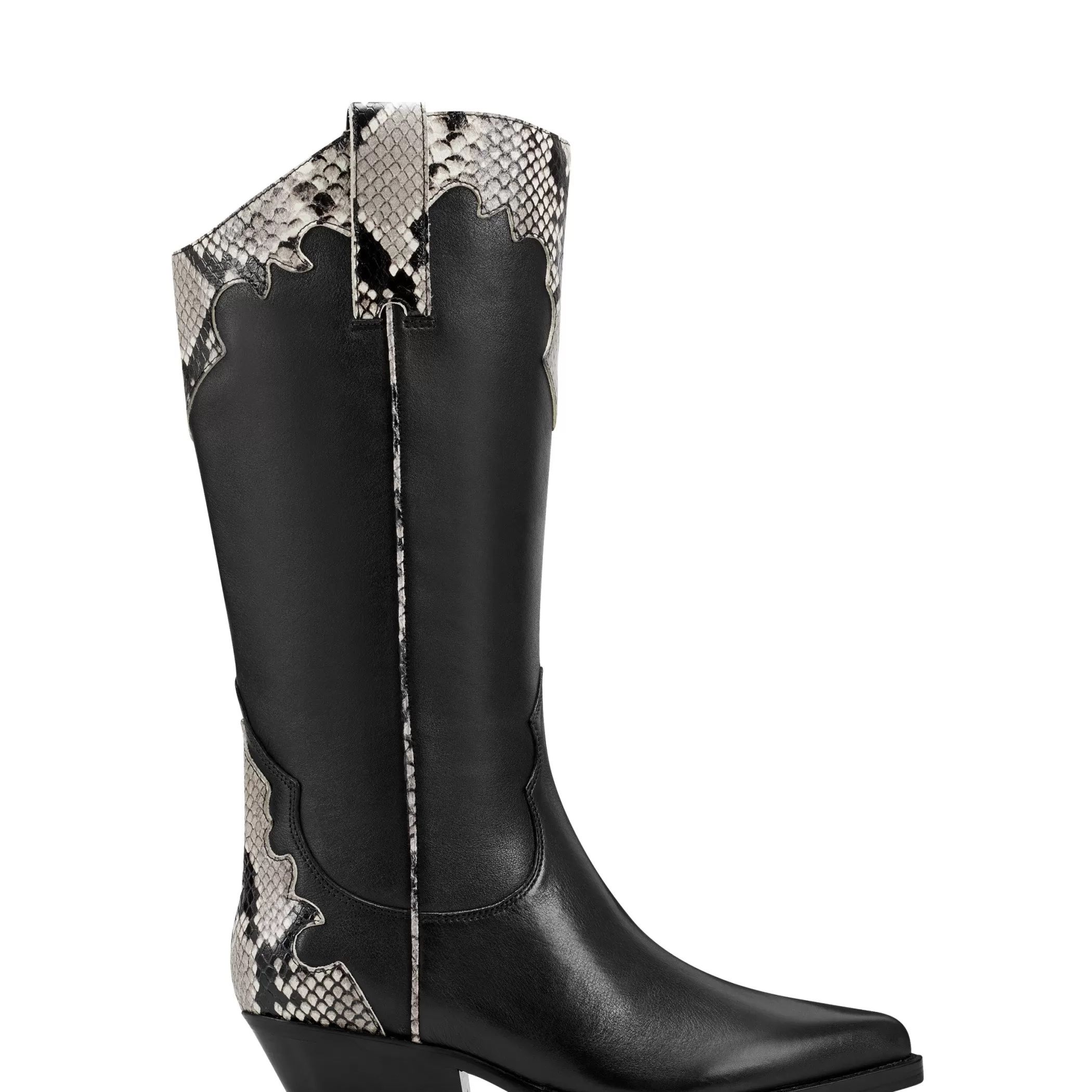 Shop Marc Fisher Hilaria Western Boot Black Leather Snakeskin