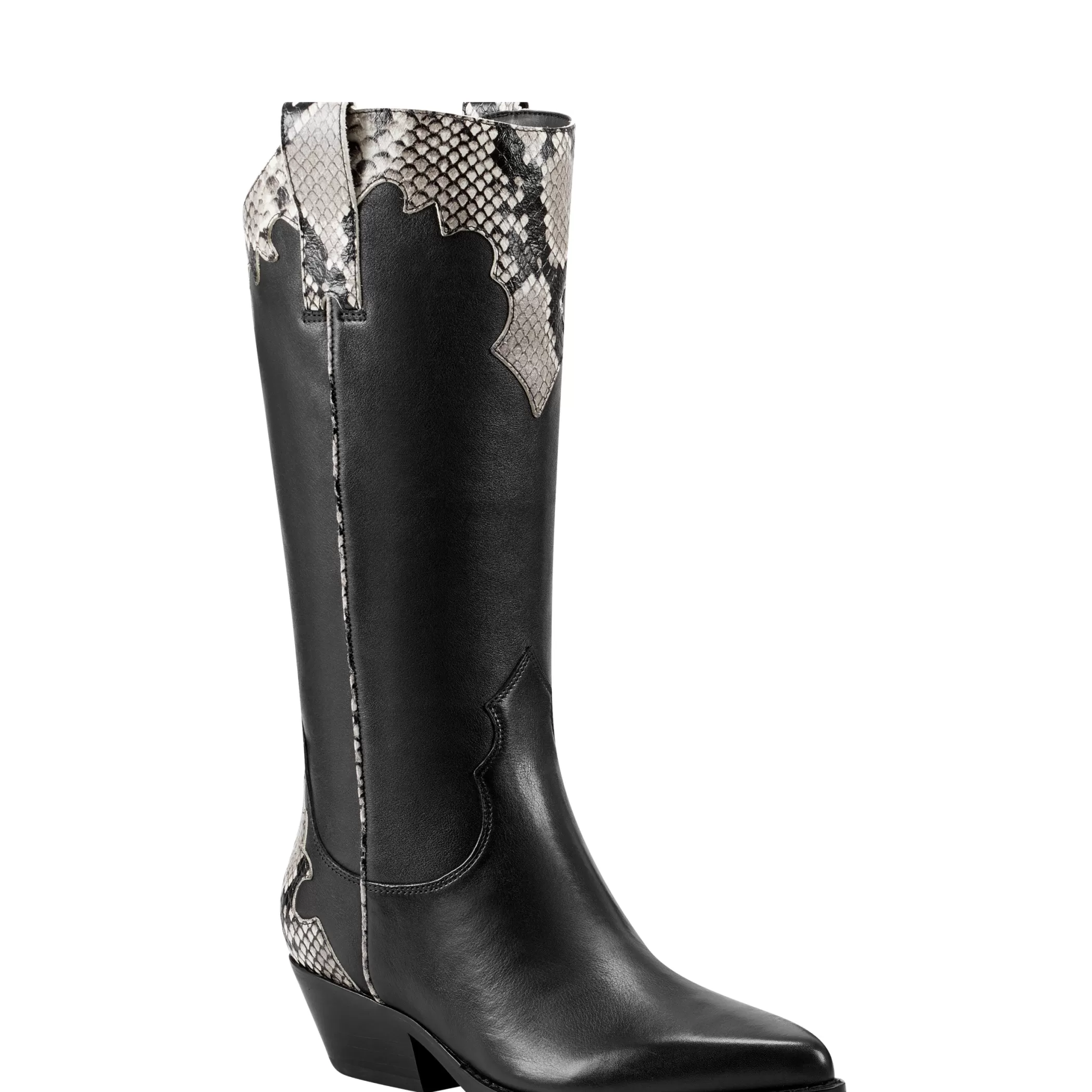 Shop Marc Fisher Hilaria Western Boot Black Leather Snakeskin