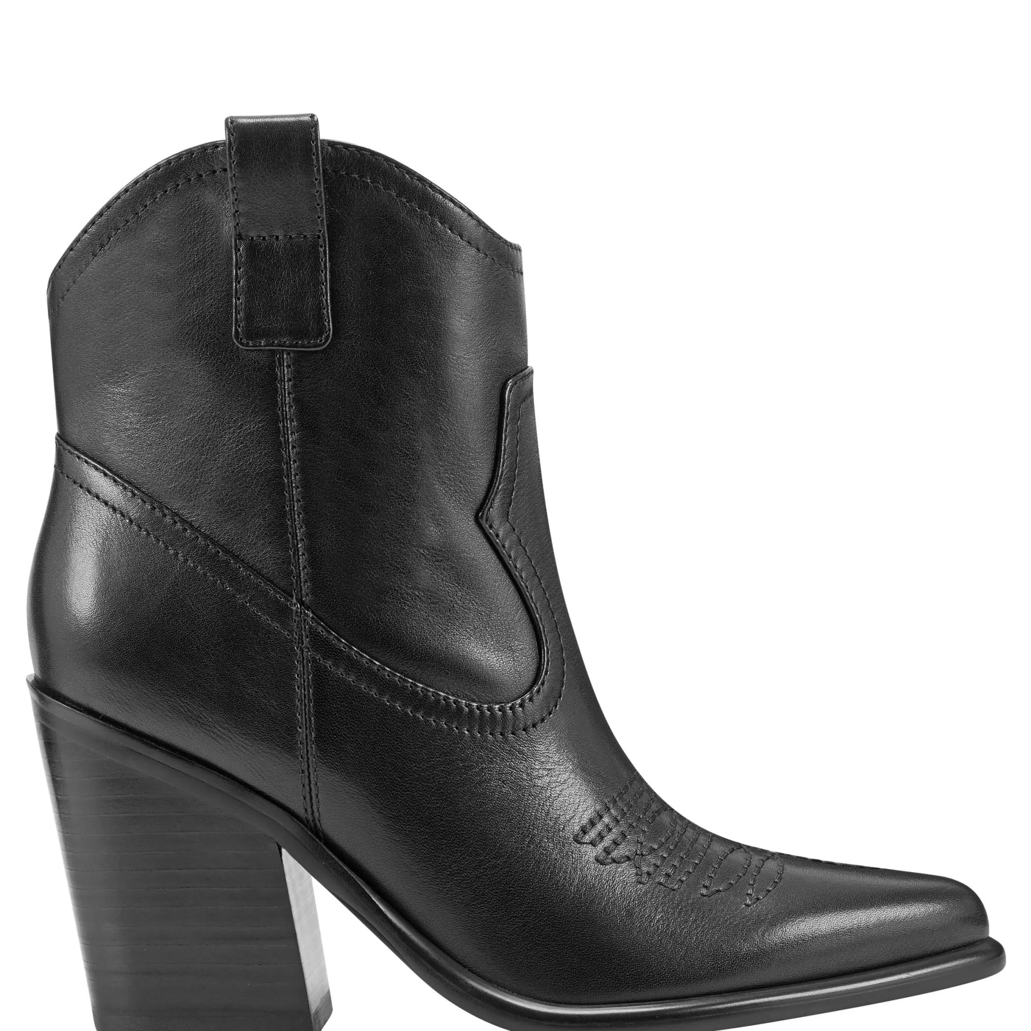 Sale Marc Fisher Jalella Detailed Western Bootie Black Leather