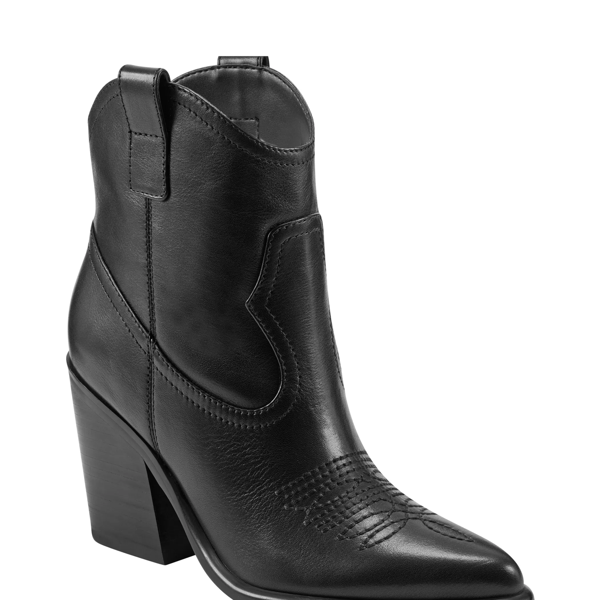 Sale Marc Fisher Jalella Detailed Western Bootie Black Leather