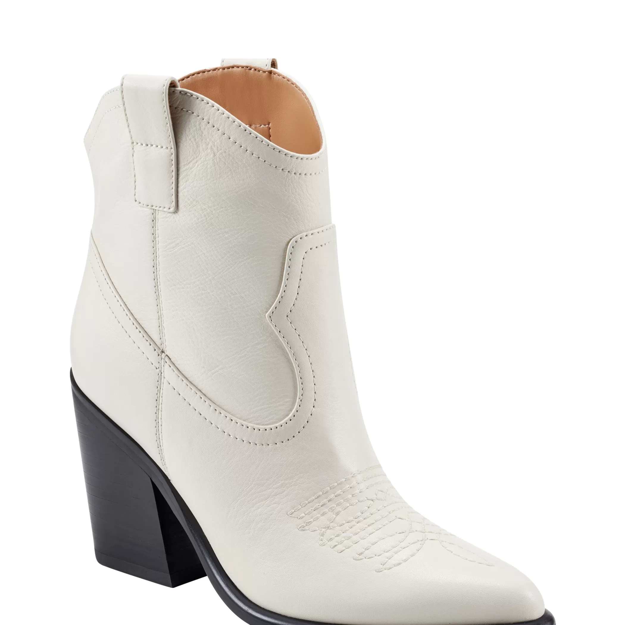 Store Marc Fisher Jalella Detailed Western Bootie Ivory Leather