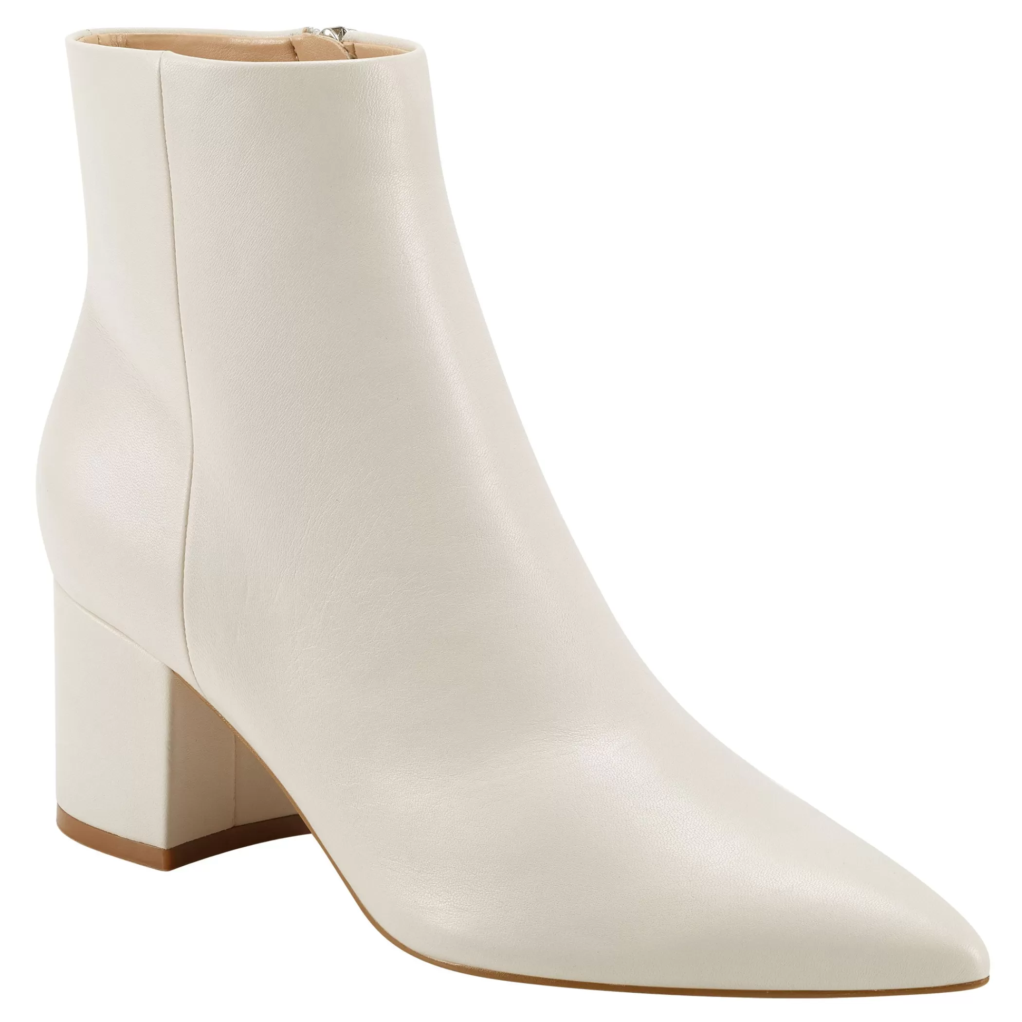 Shop Marc Fisher Jarli Pointy Ankle Bootie Ivory Leather