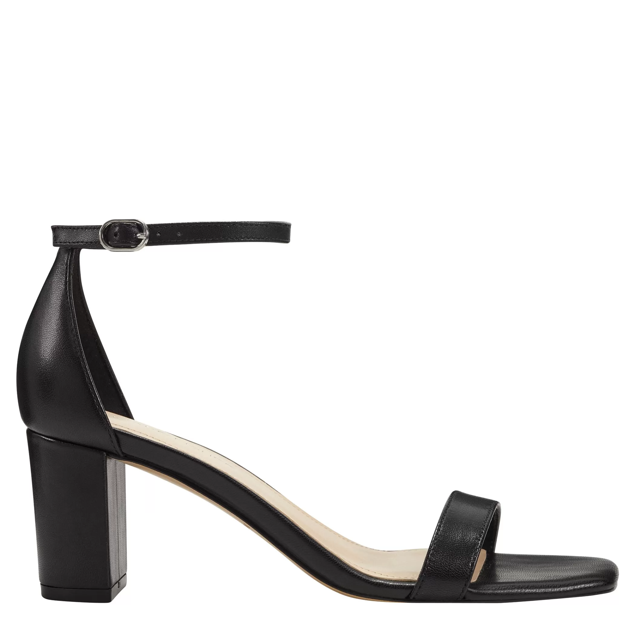 Fashion Marc Fisher Jaron Ankle Strap Heeled Sandal Black Leather