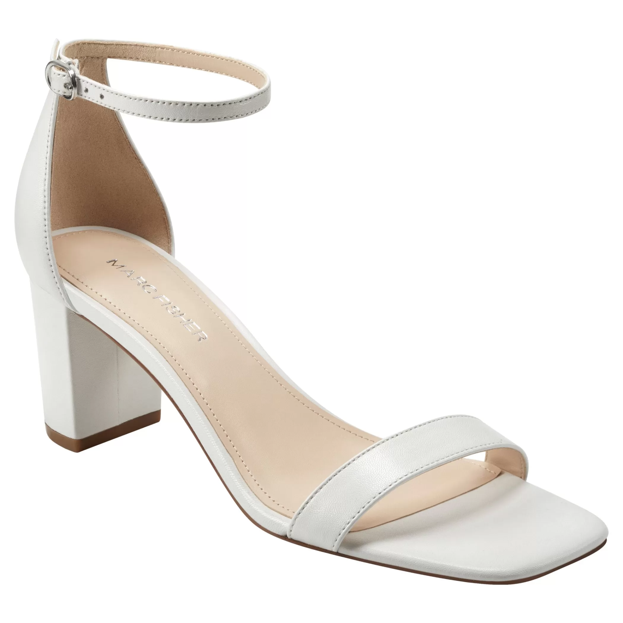 Clearance Marc Fisher Jaron Ankle Strap Heeled Sandal White