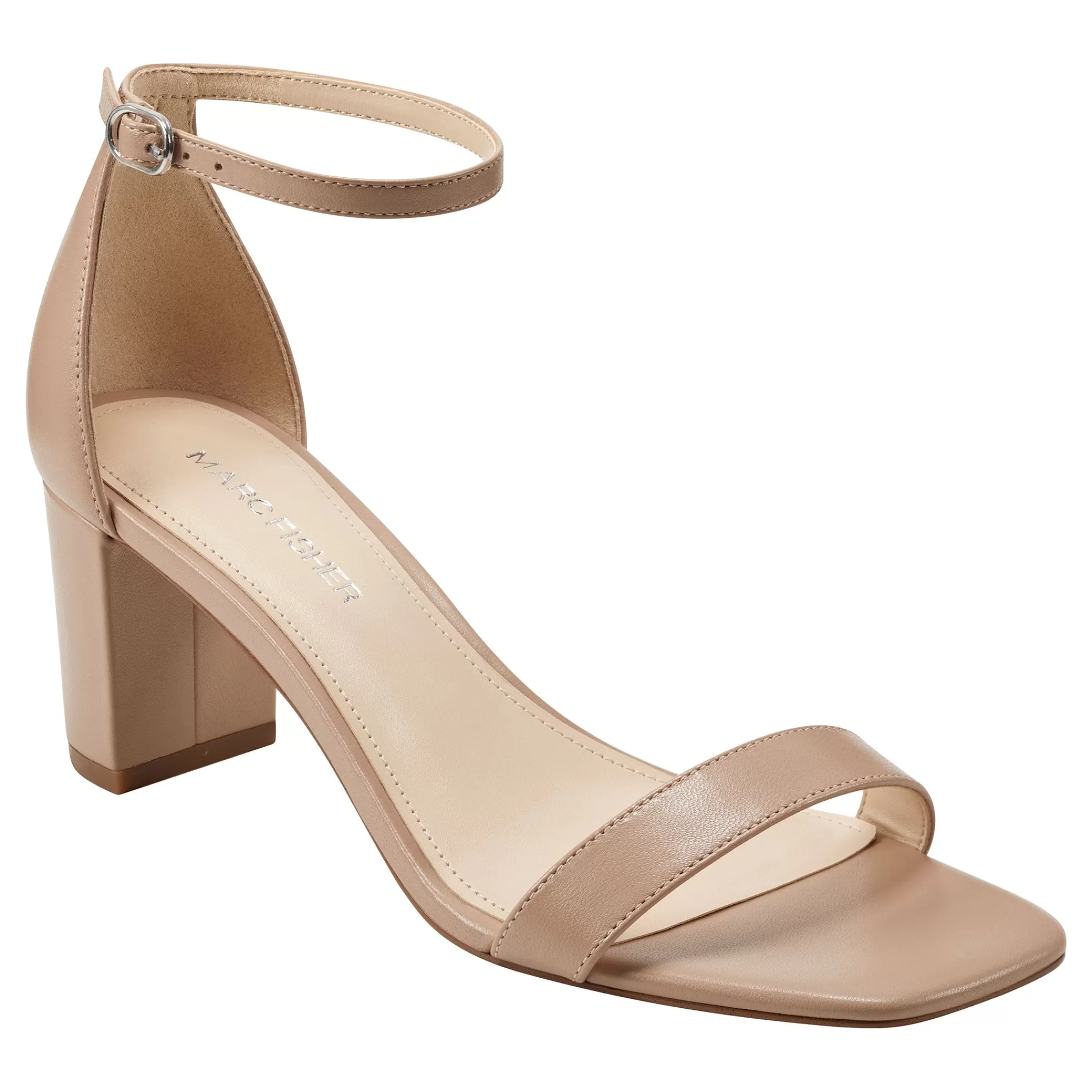 Outlet Marc Fisher Jaron Ankle Strap Heeled Sandal Light Natural Leather