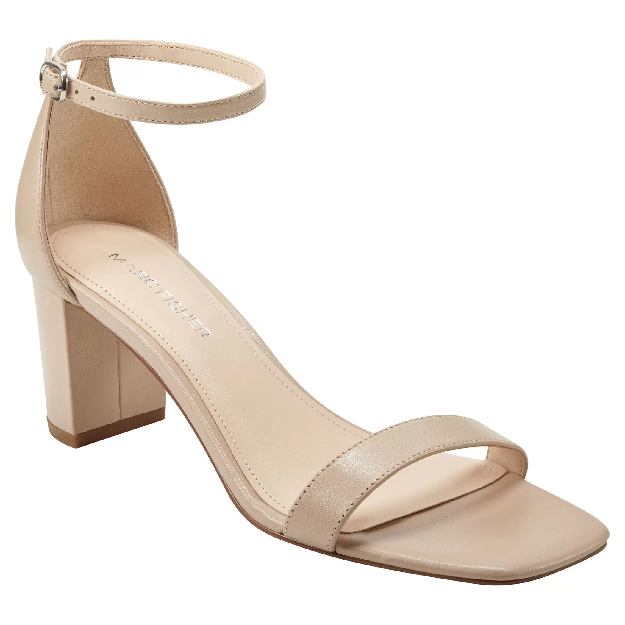 Cheap Marc Fisher Jaron Ankle Strap Heeled Sandal Ivory Leather