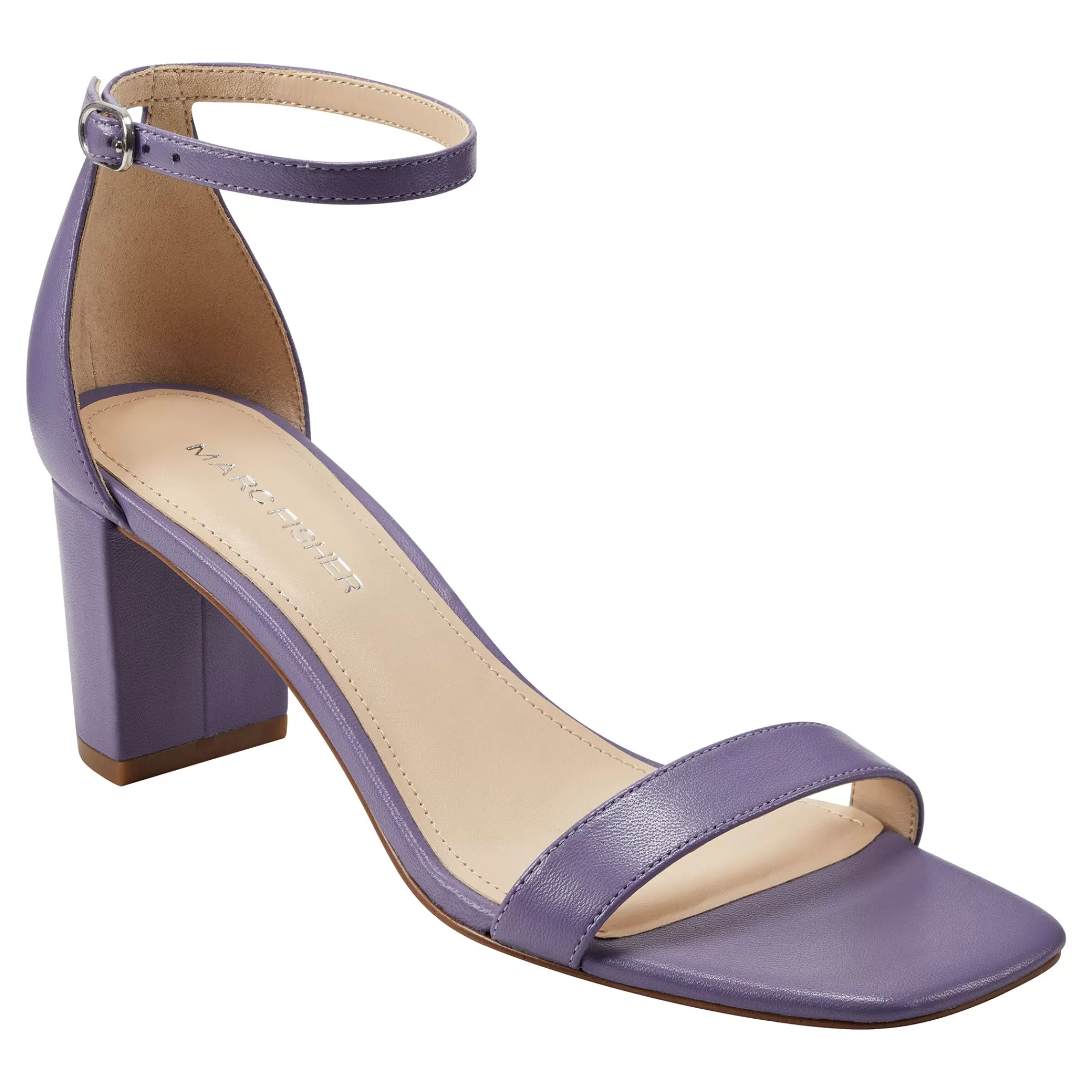 Sale Marc Fisher Jaron Ankle Strap Heeled Sandal Purple Leather