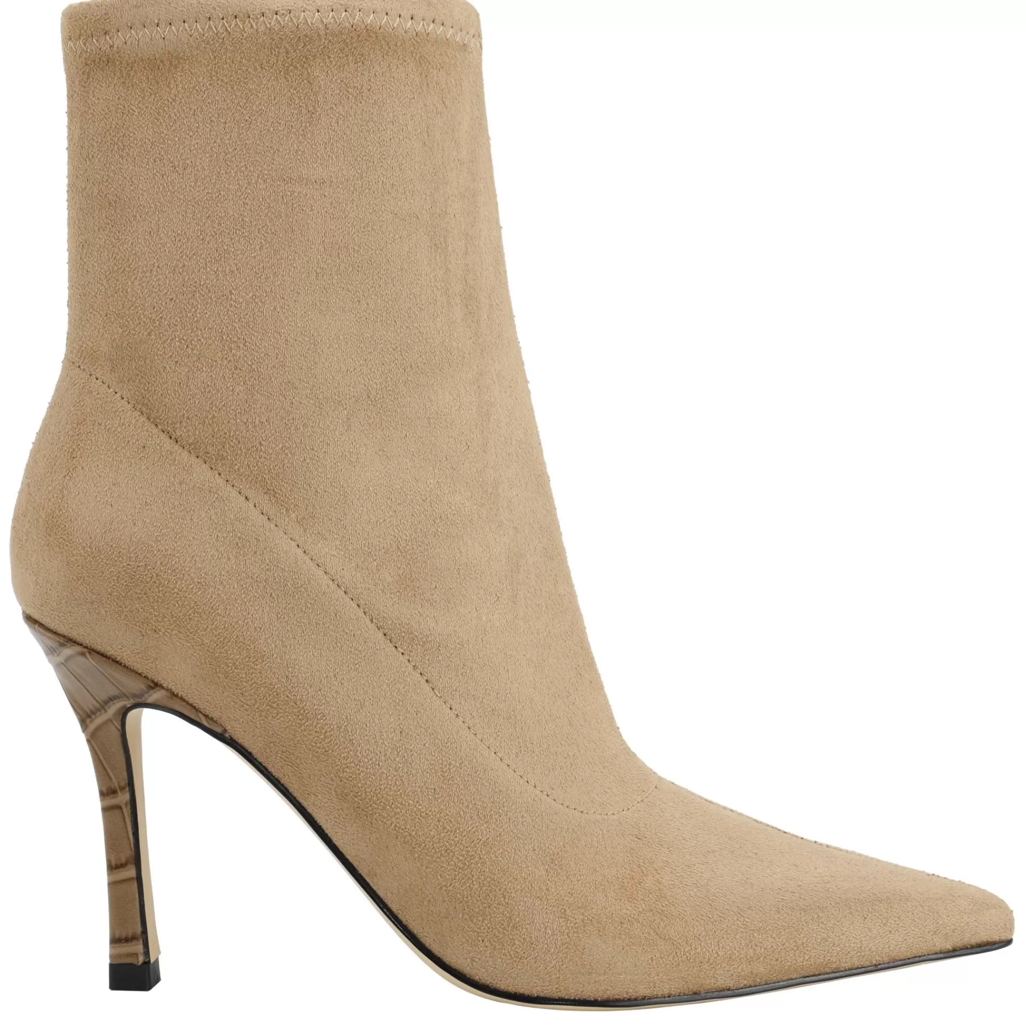 Clearance Marc Fisher Kellen Heeled Bootie Natural Suede