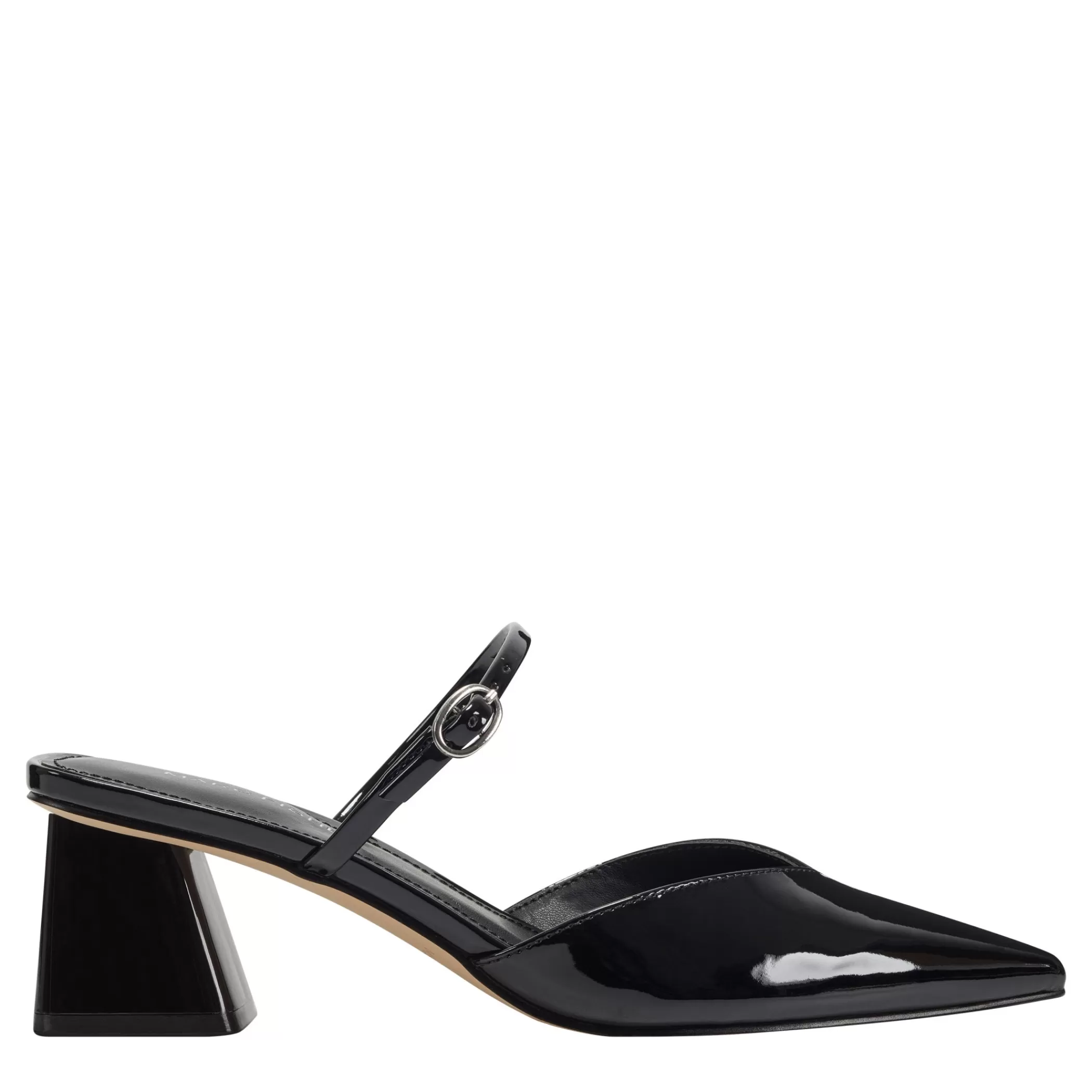 Cheap Marc Fisher Lakey Heeled Mule Black Patent