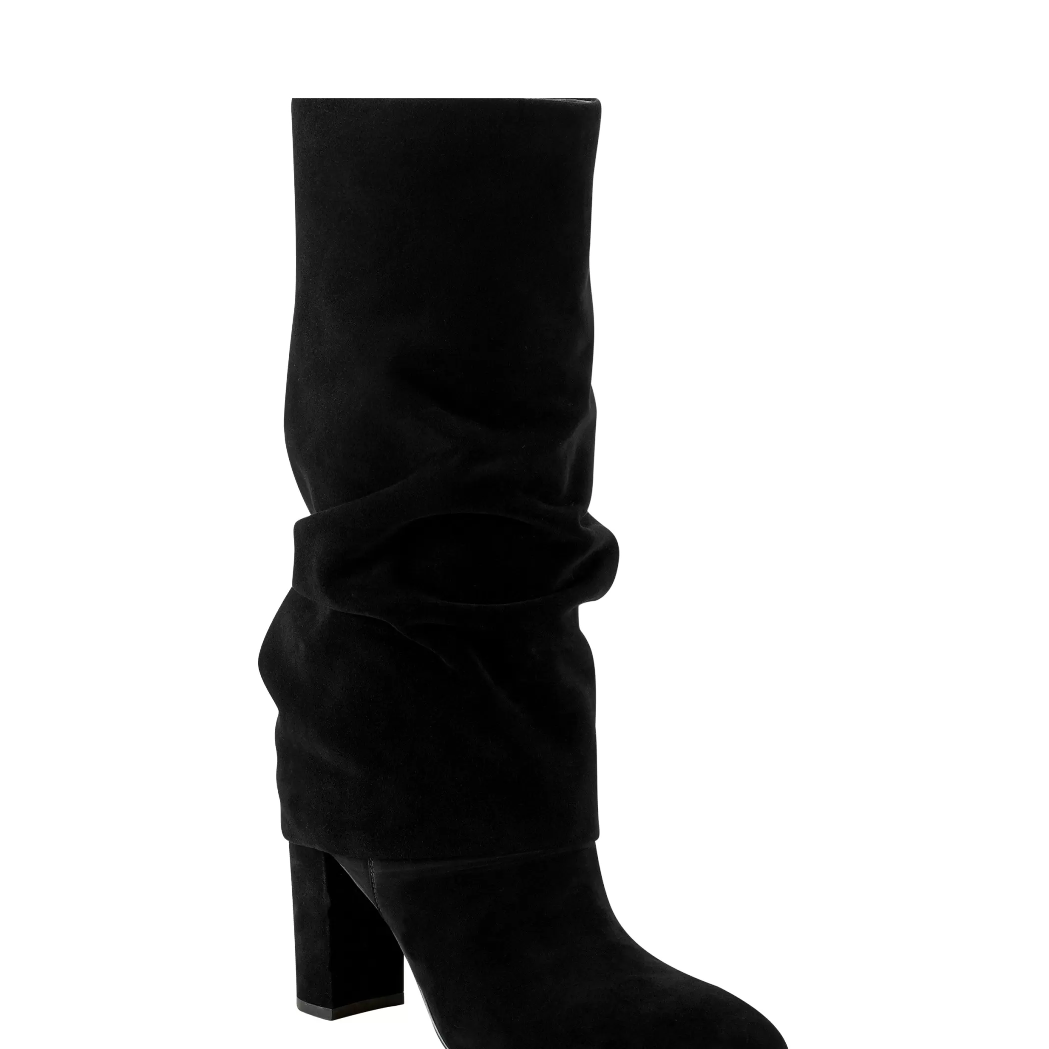 New Marc Fisher Larita Block Heel Boot Black Suede